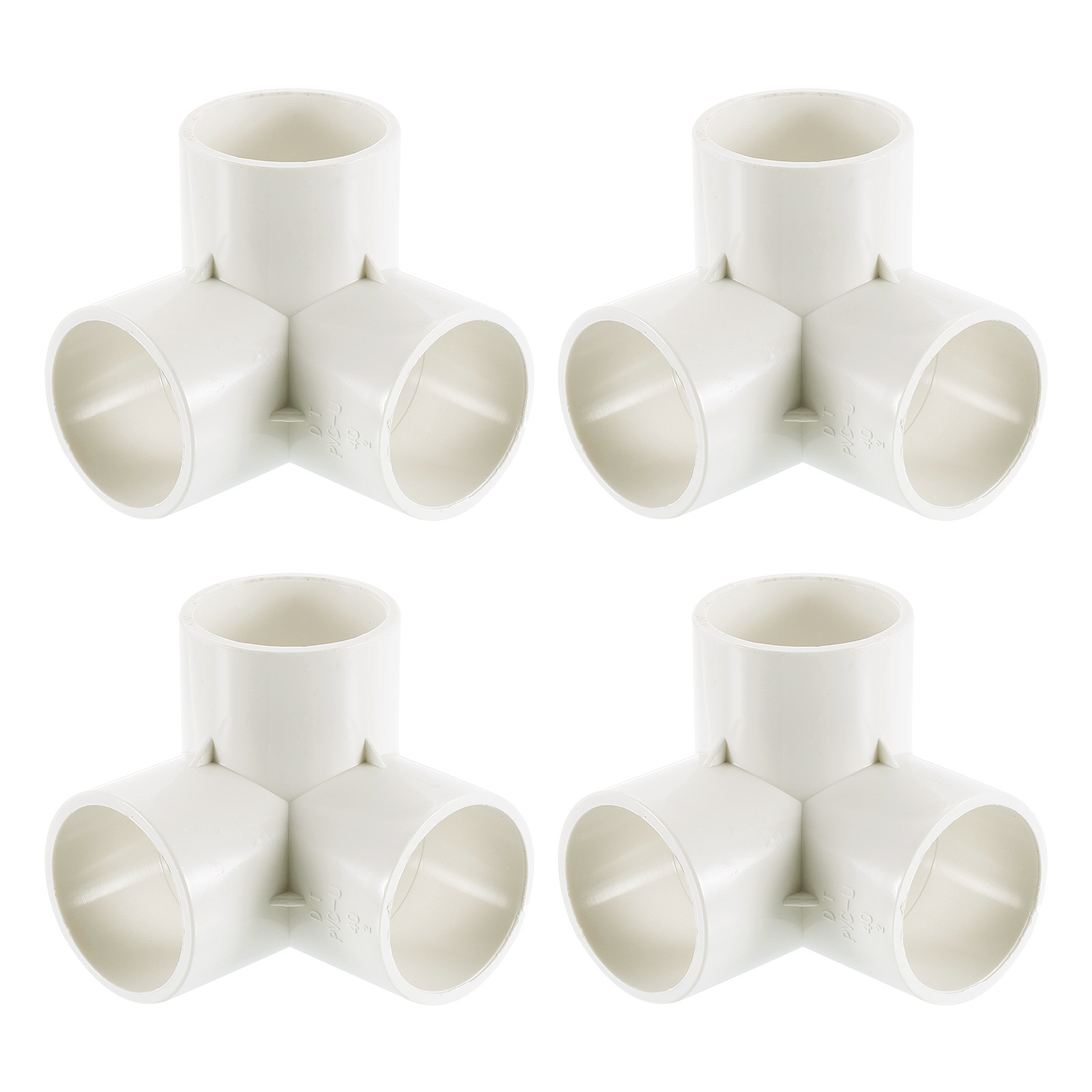 1-1/4" PVC Fittings, 4 Pcs 3 Way Elbow Connector Elbow PVC Corner Fitting, White