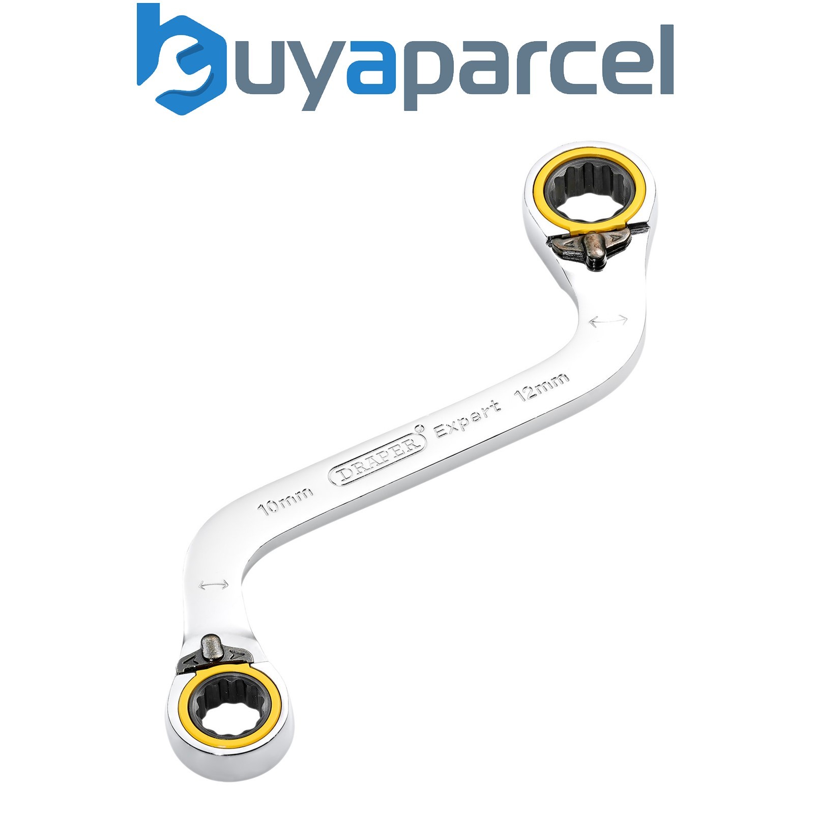 Draper 03942 Draper Expert HI-TORQ Double Ring Ratchet S-Shape Spanner, 10 x 12m