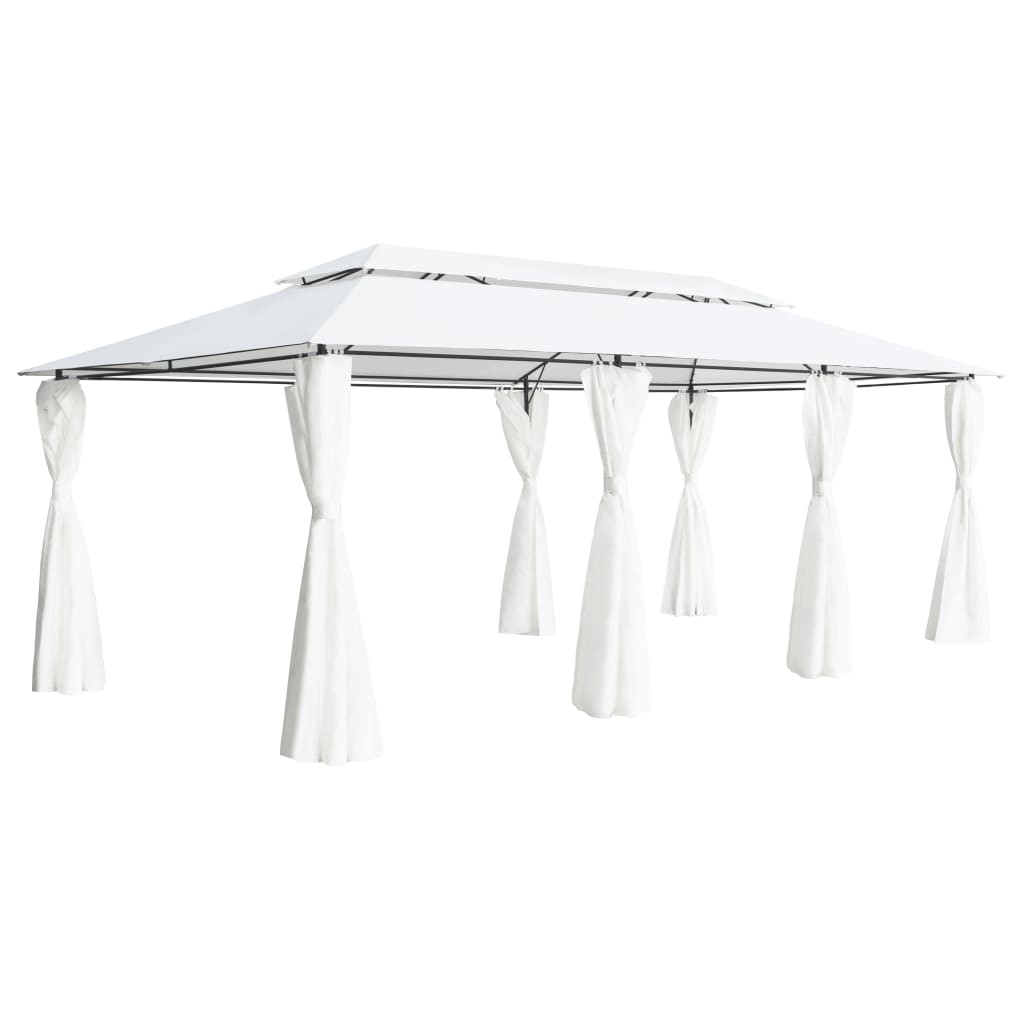 Gazebo with Curtains White 180g/m² Canopy Shelter Tent Garden Marquee vidaXL