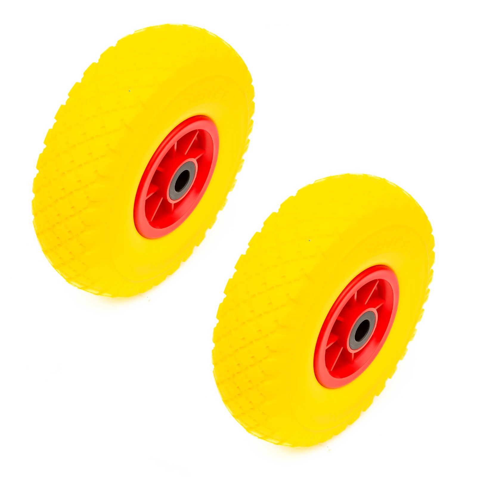 2x Wheel & 10 Inch PU Solid Puncture Proof Tyre 260x85 & Bearings Wheelbarrow