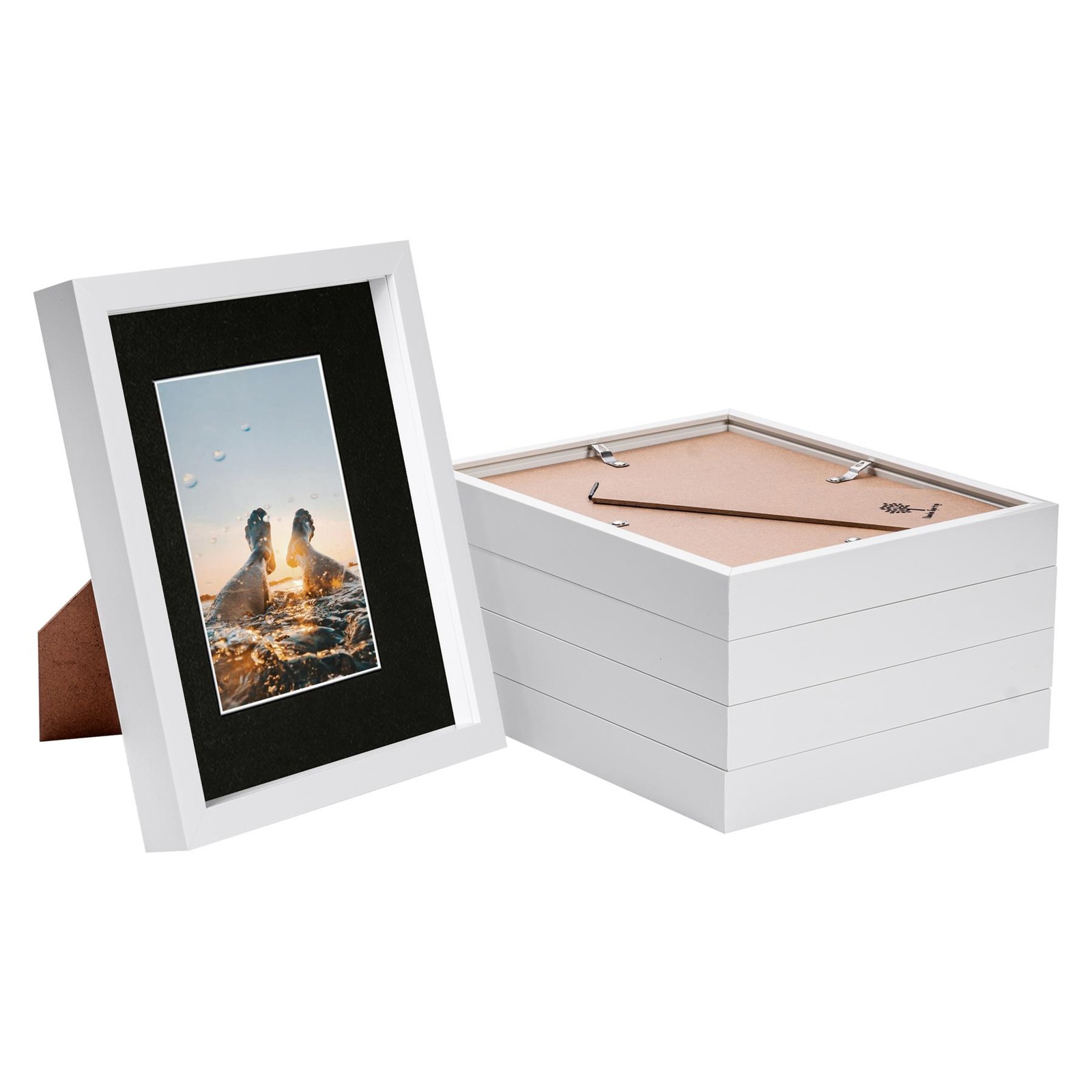 5x White 8" x 10" 3D Box Photo Frames Black 4" x 6" Mount Craft Shadow Picture