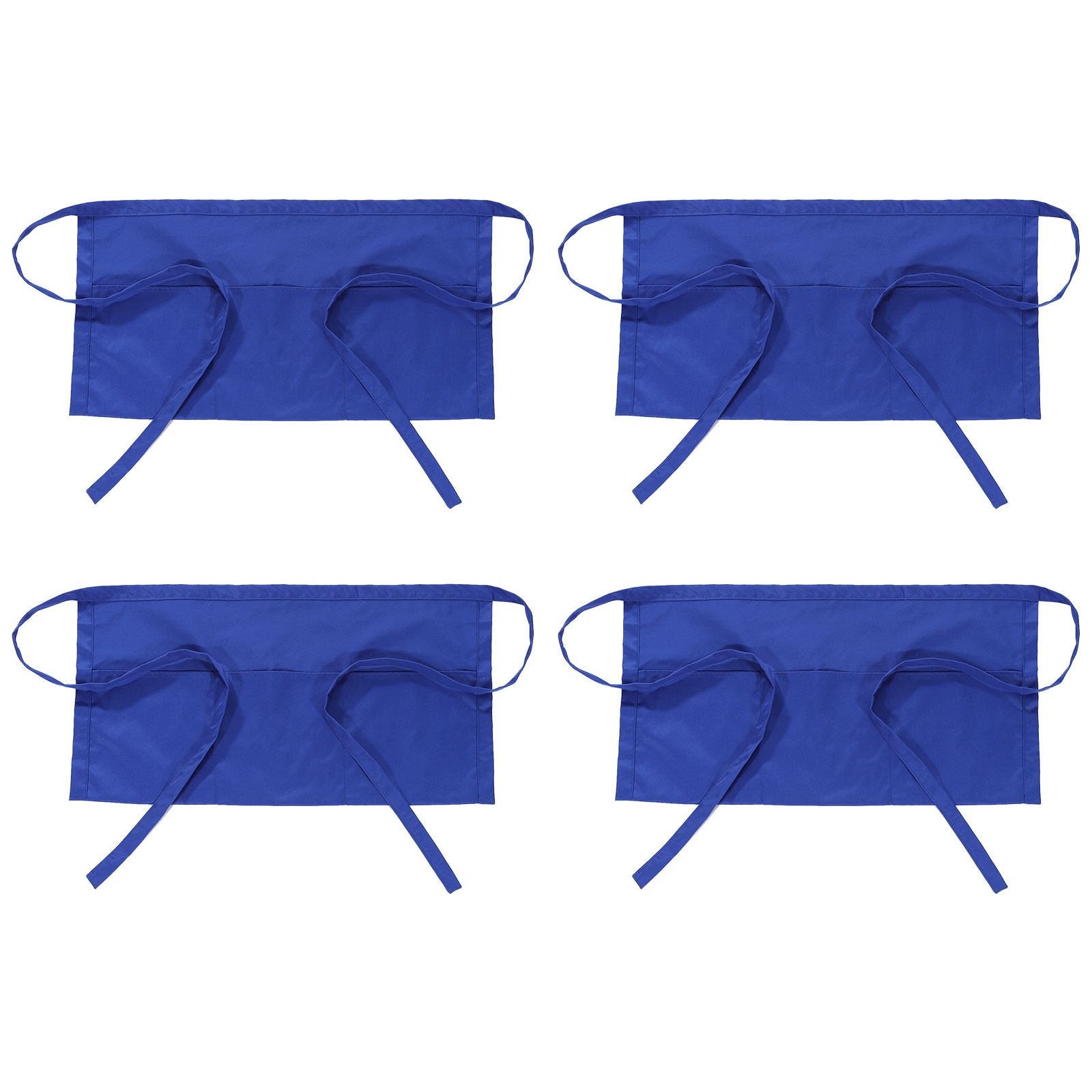 Waist Apron, 4 Pack Waitress Short Apron with 3 Pockets, Blue