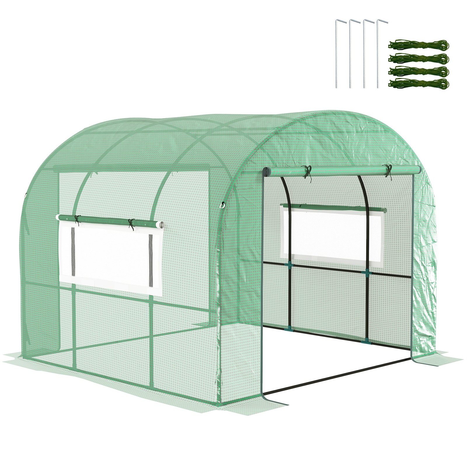 Outsunny 3 x 3 x 2m Polytunnel Greenhouse with Doors and Mesh Windows