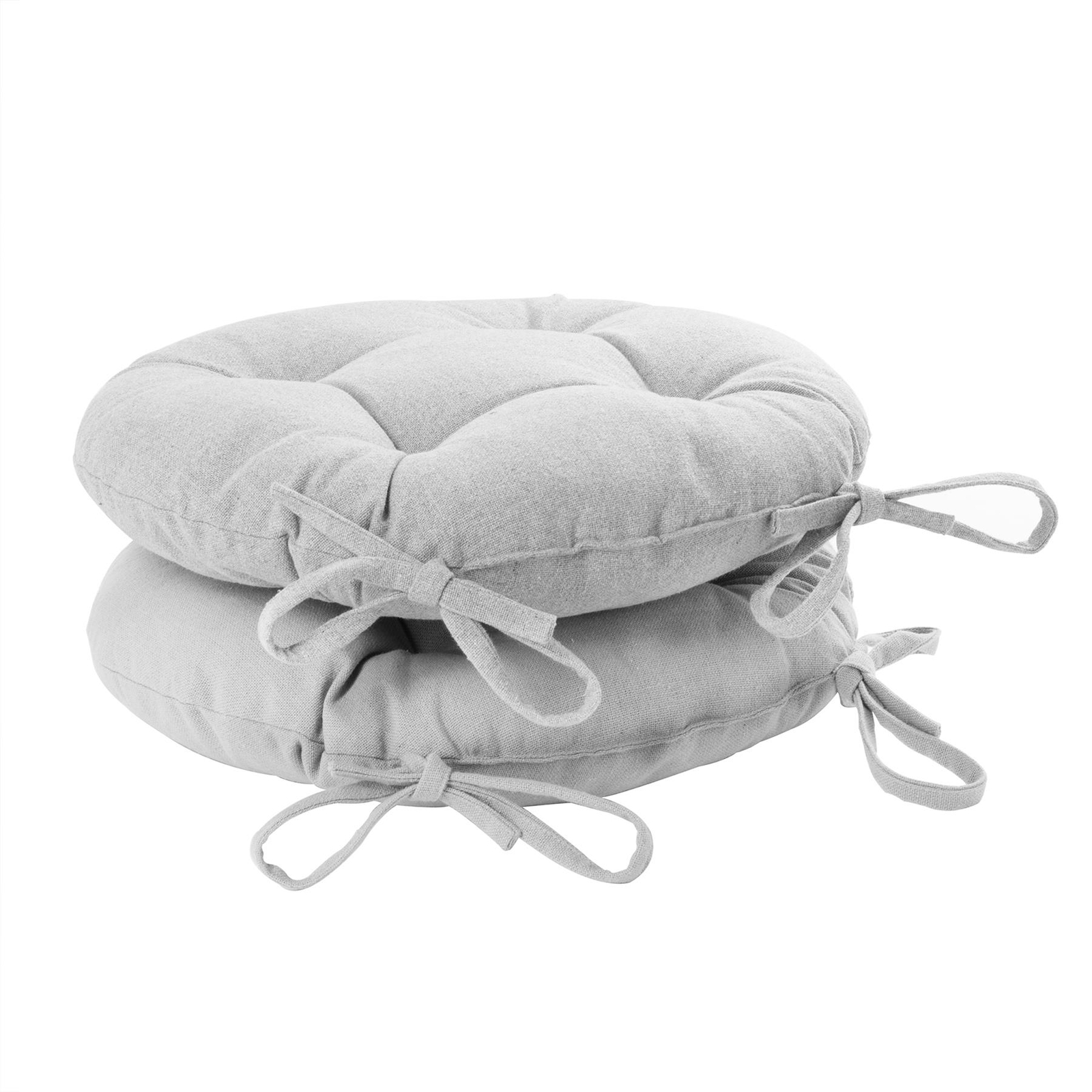 2x Round Garden Chair Seat Cushions Cotton Polyester Filled Outdoor Dining Grey