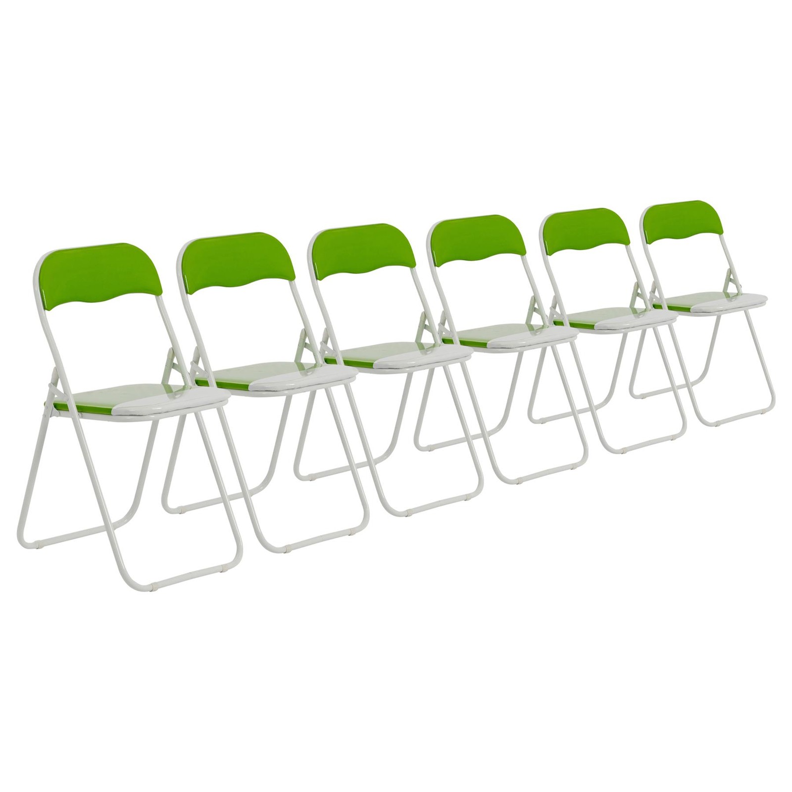 Folding Chairs Padded Faux Leather Studying Dining Office Chair Green White x6