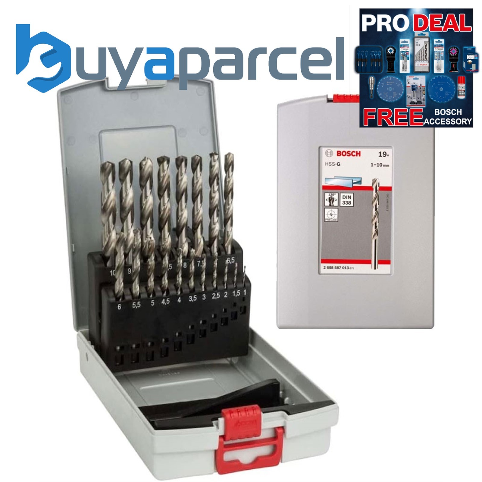 Bosch PRO 19 Piece HSS-G ProBox Metal Drill Bit Set 1 - 10mm Steel Iron + Case