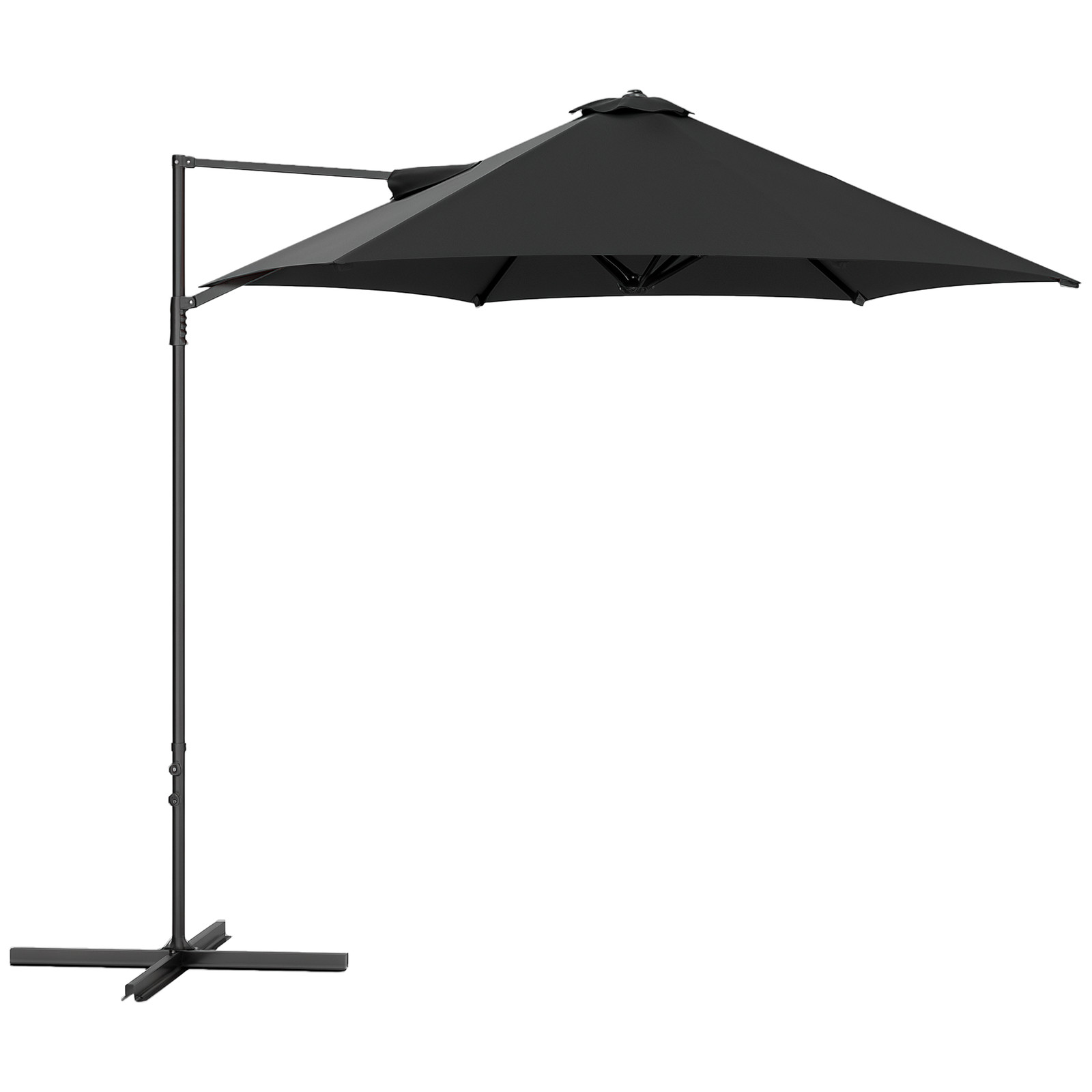 Outsunny 2.5M Offset Roma Patio Umbrella W/ 360-Degree Rotation, Black