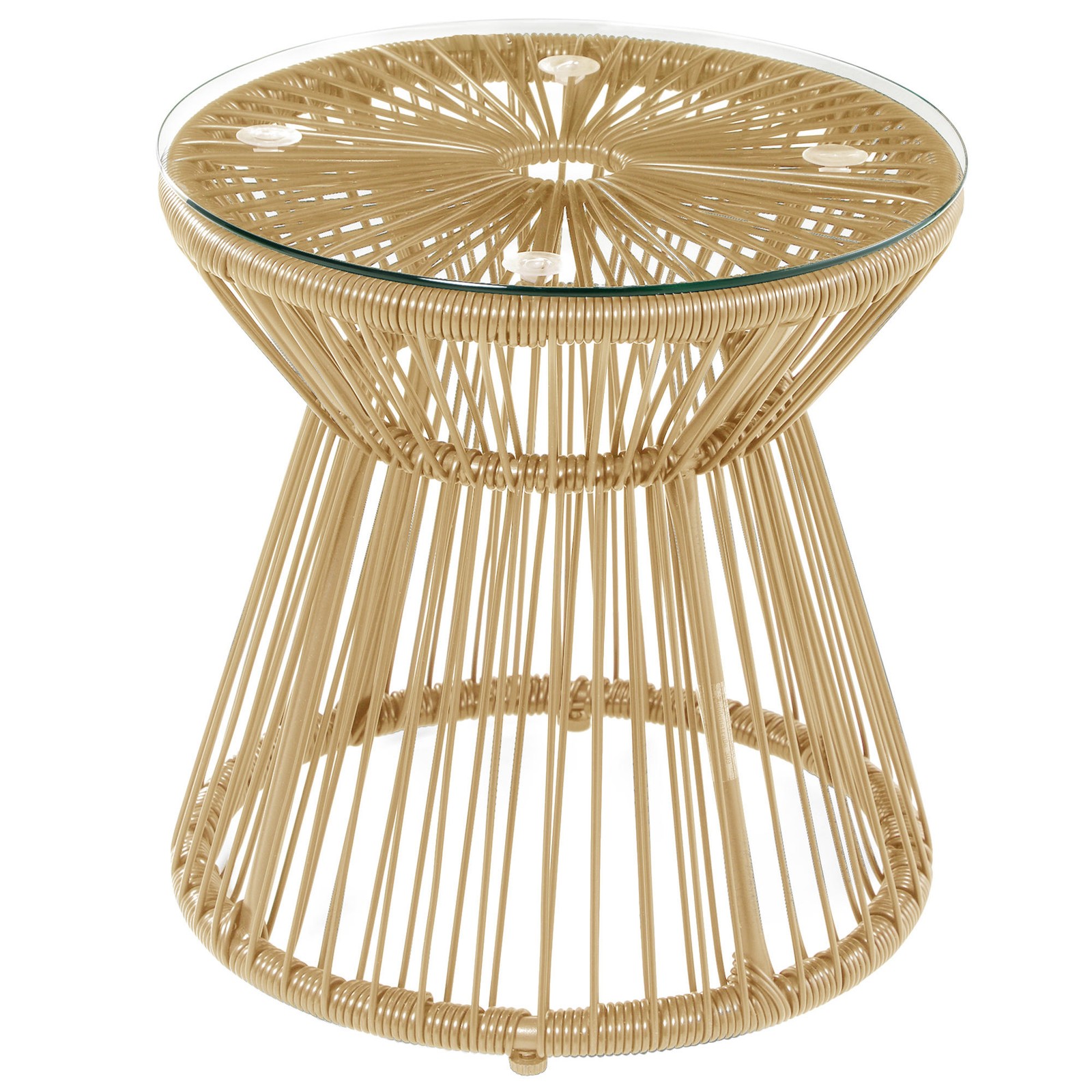 Outsunny PE Rattan End Table, Round Hollow Drum Design Side Table, Natural