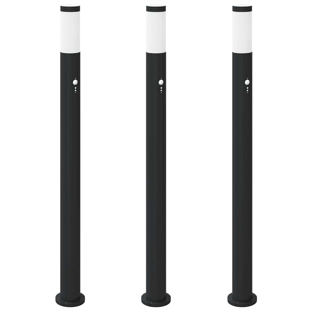 Bollard Lights 3pcs 110cm Stainless Steel IP44 With PIR Sensor Outdoor vidaXL