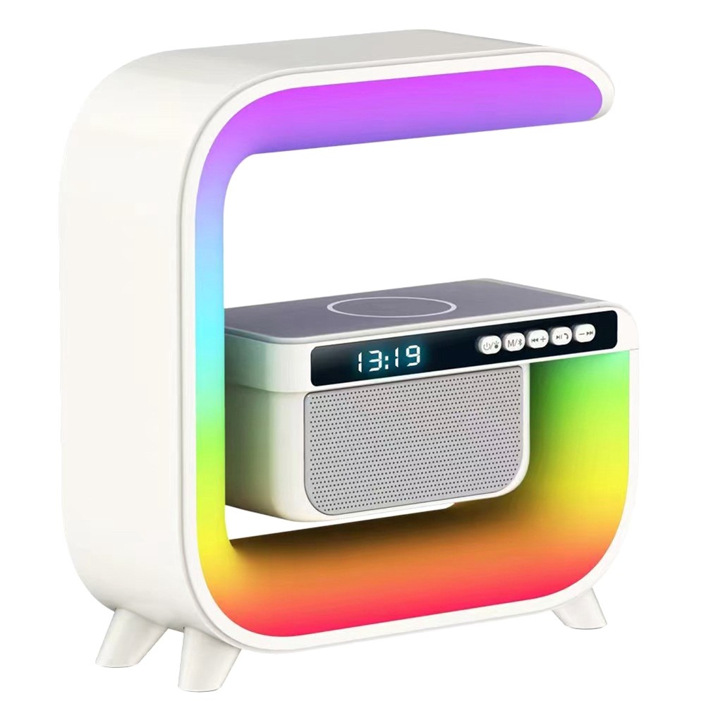 Bluetooth Speaker Alarm Clock Monitor 15W Charging Desktop Ambient Light G6Y7