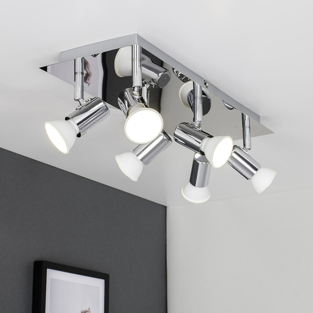6 Way Ceiling Spot Light Fitting LED GU10 Adjustable Kitchen Spotlight Bar Lamp