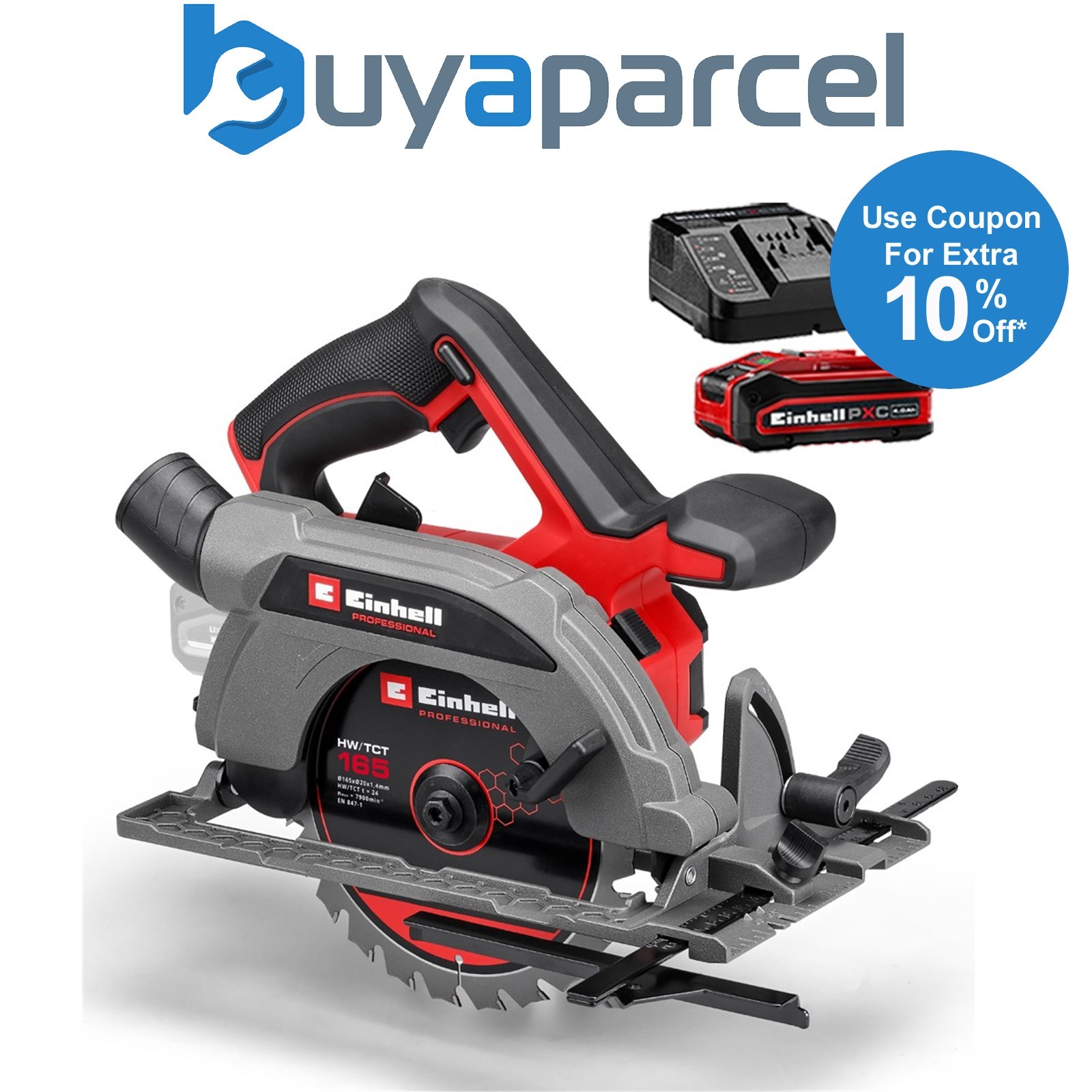 Einhell Professional 18v 165mm Cordless Brushless Circular Saw 18/165 + 4AH Kit