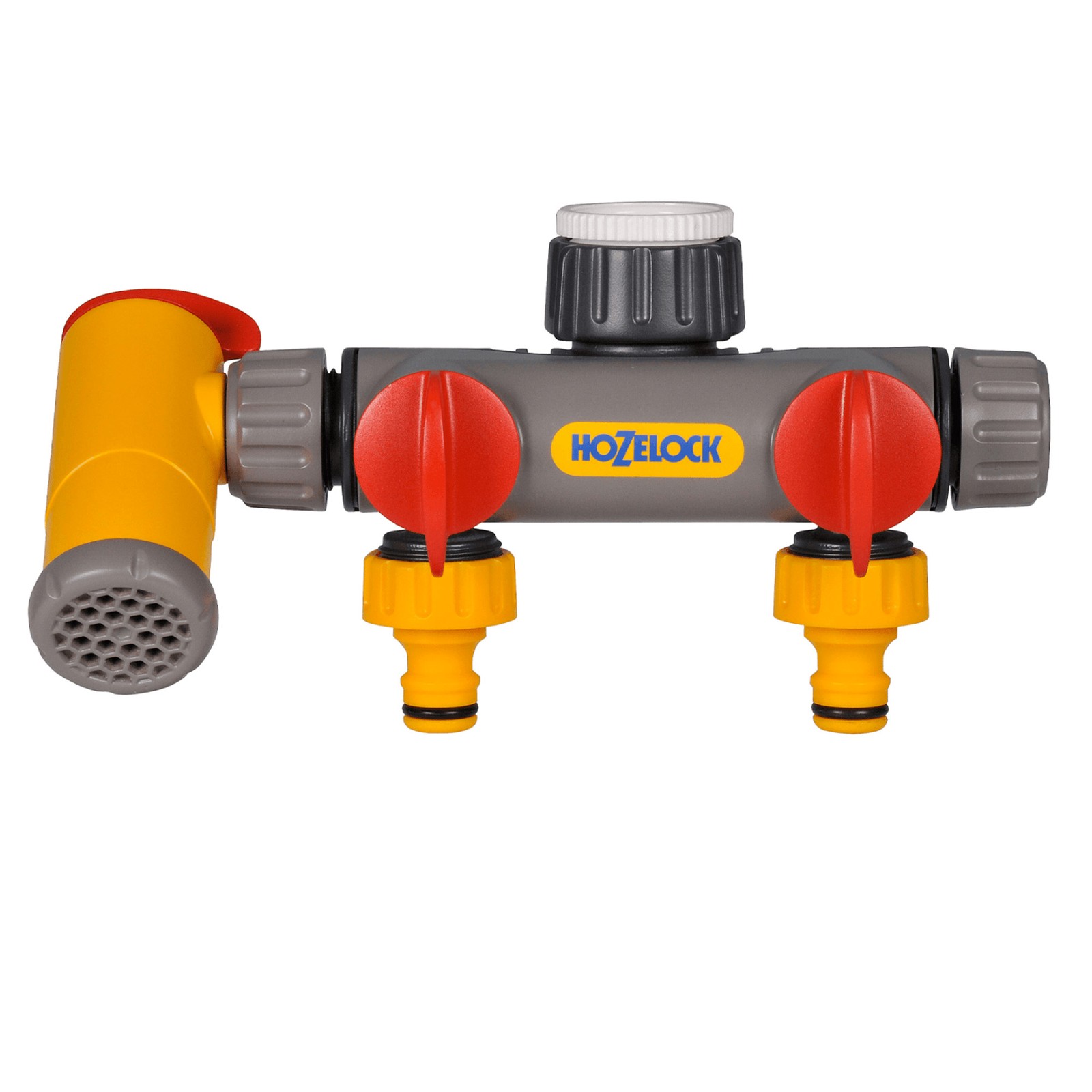 Hozelock Flow Max 2 Way Tap ConnectorOne Size Yellow ST5141