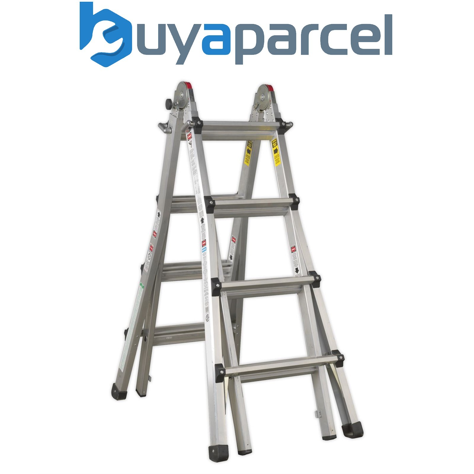 Sealey AFPL3 Aluminium 4-Way Telescopic Adjustable-Height Ladder - EN 131