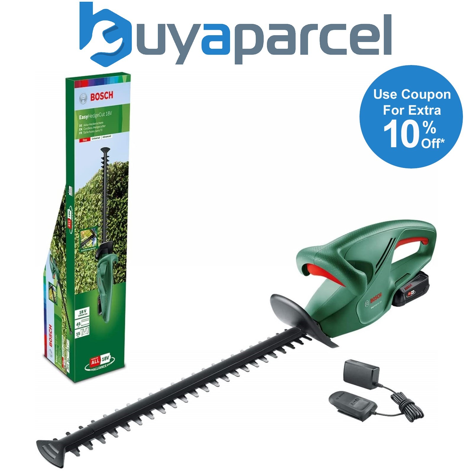 Bosch EasyHedgeCut 18-45 Cordless Hedge Cutter Garden Trimmer 45cm 1 x Battery