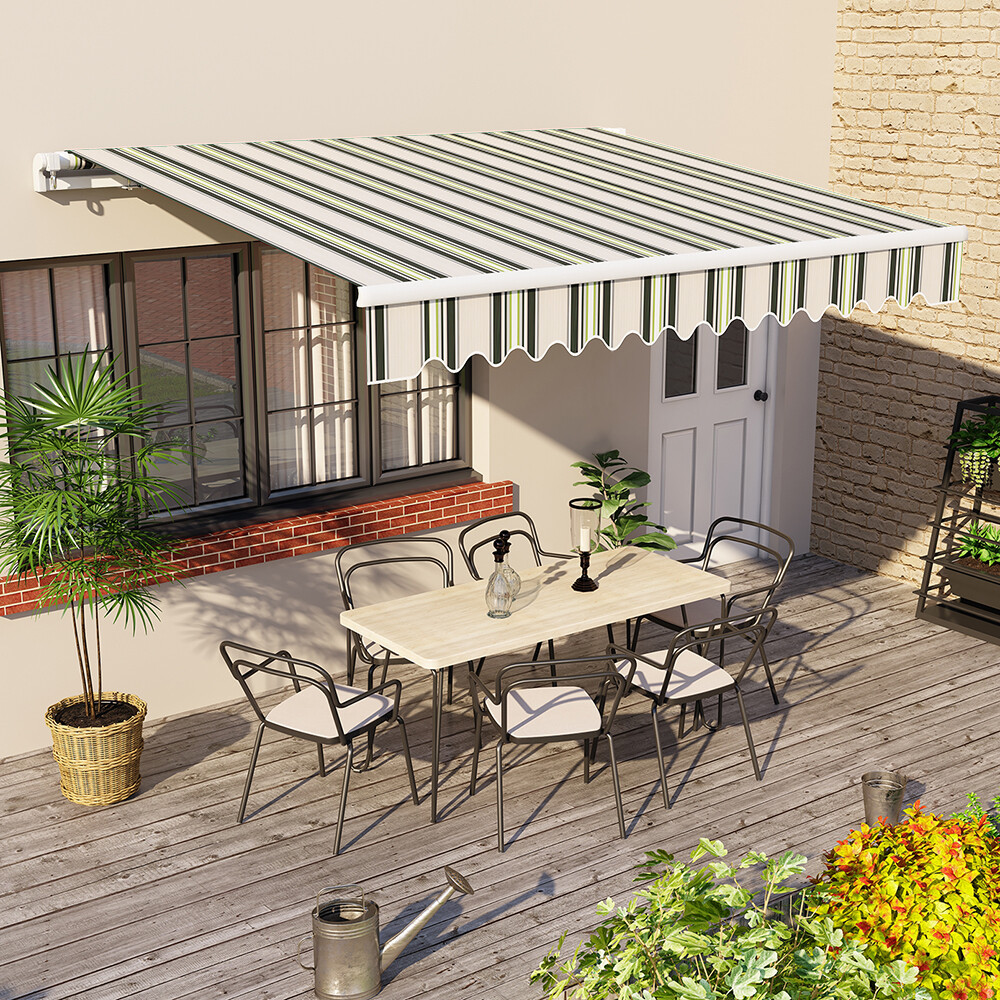 3.5x2.5M Garden Patio Awning Canopy Sun Shade Shelter Retractable Multi Stripe