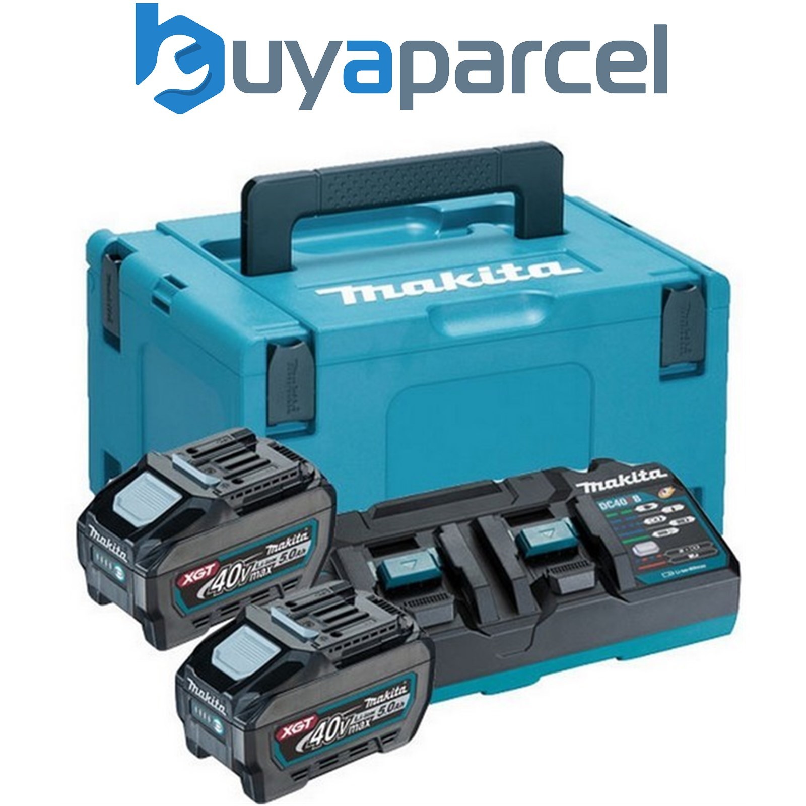 Makita 40V XGT Power Source Kit 2x BL4050F 2.0Ah Batteries DC40RB Twin Charger