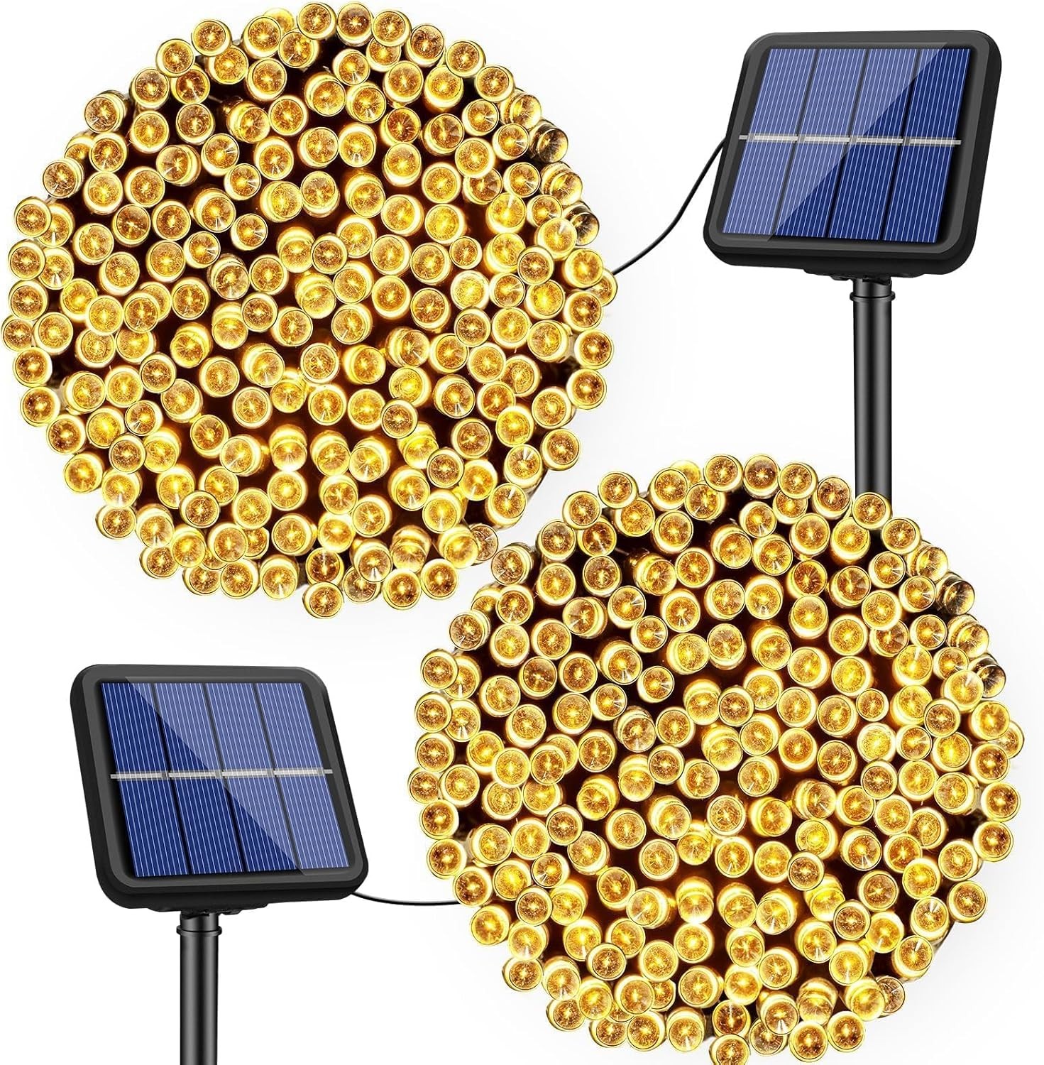 2 Pack Solar String Lights Outdoor Garden, 2x12M 120LED Fairy Lights Solar Powe