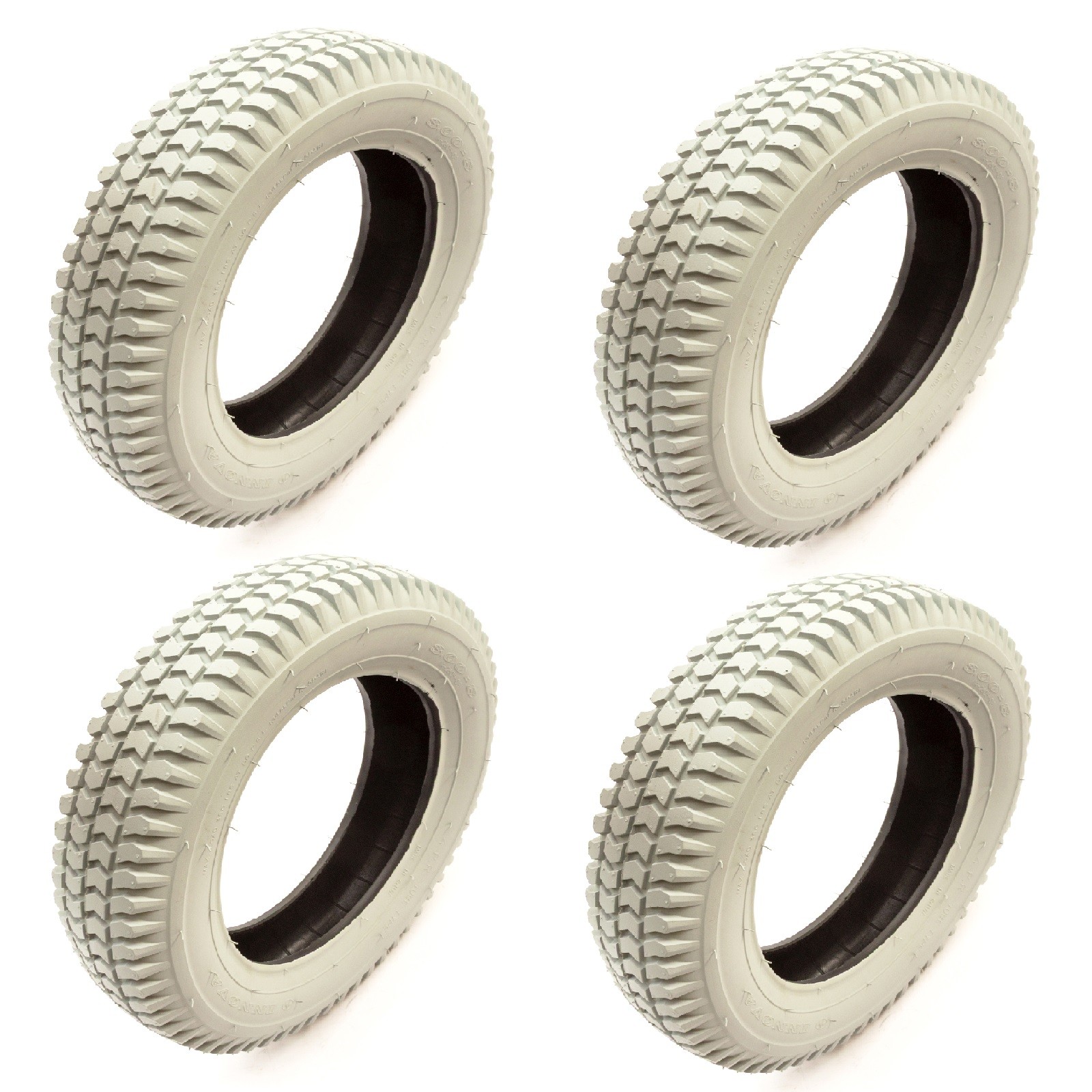 4 Pack Mobility Scooter 4 Ply Tyre 3.00-8 Pneumatic Grey Block Tread