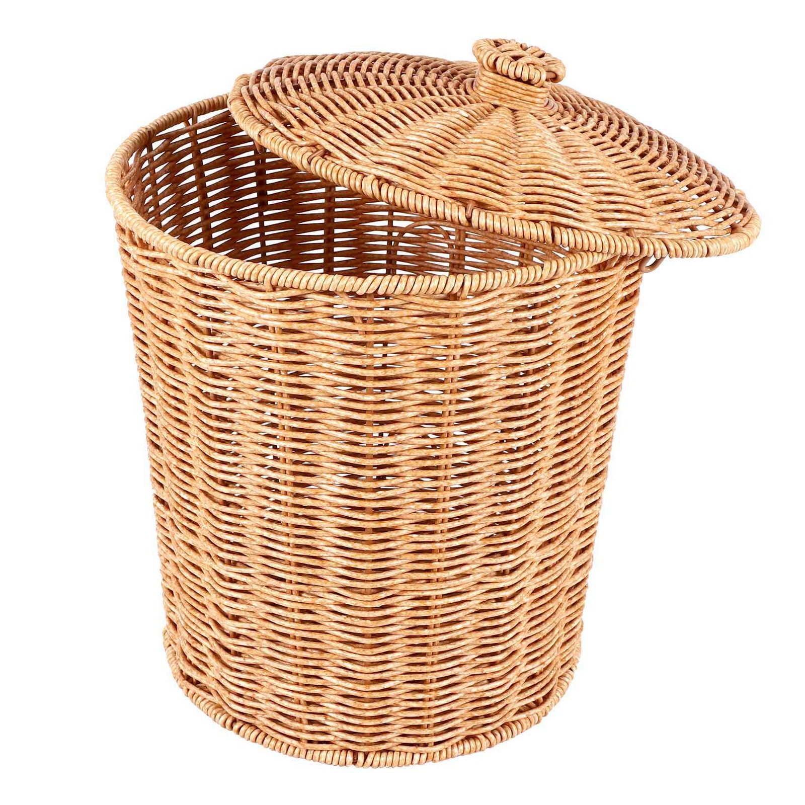 Woven Basket Trash Can Round Rattan Waste Basket with Lid Planter Woven9731