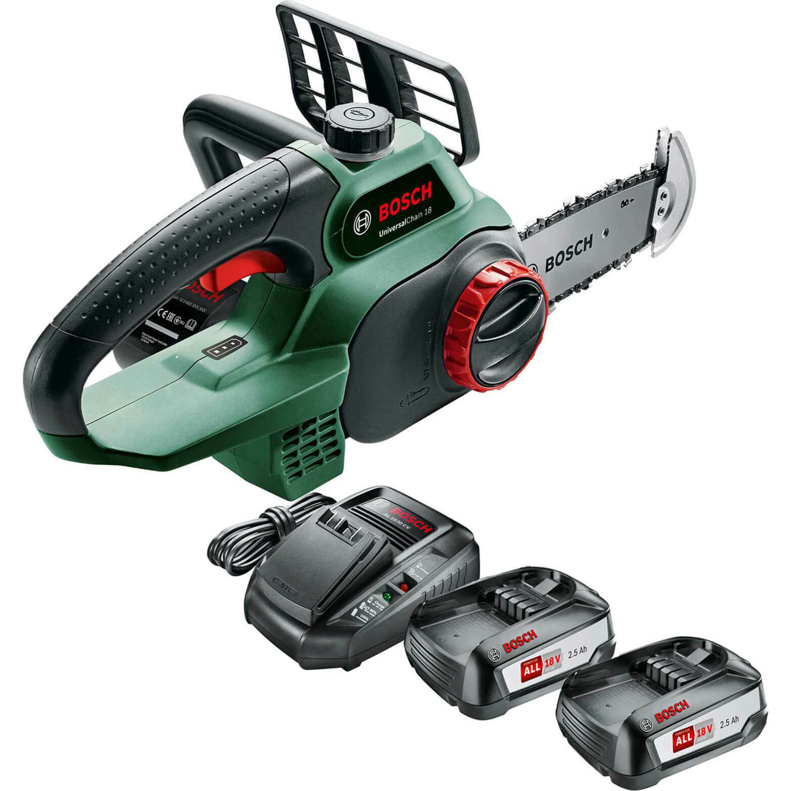 Bosch UNIVERSALCHAIN P4A 18v Cordless Chainsaw 200mm 2 x 2.5ah Li-ion