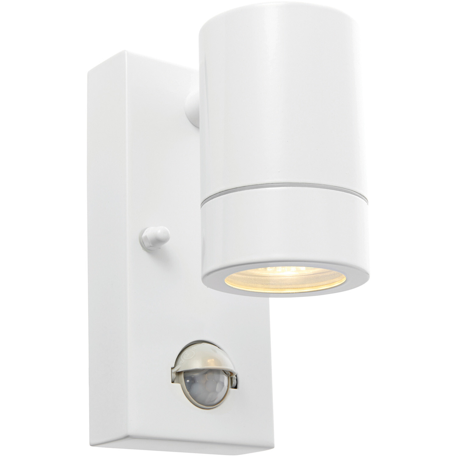 Outdoor IP44 Wall Downlight with PIR Sensor - 7W GU10 LED - Gloss White