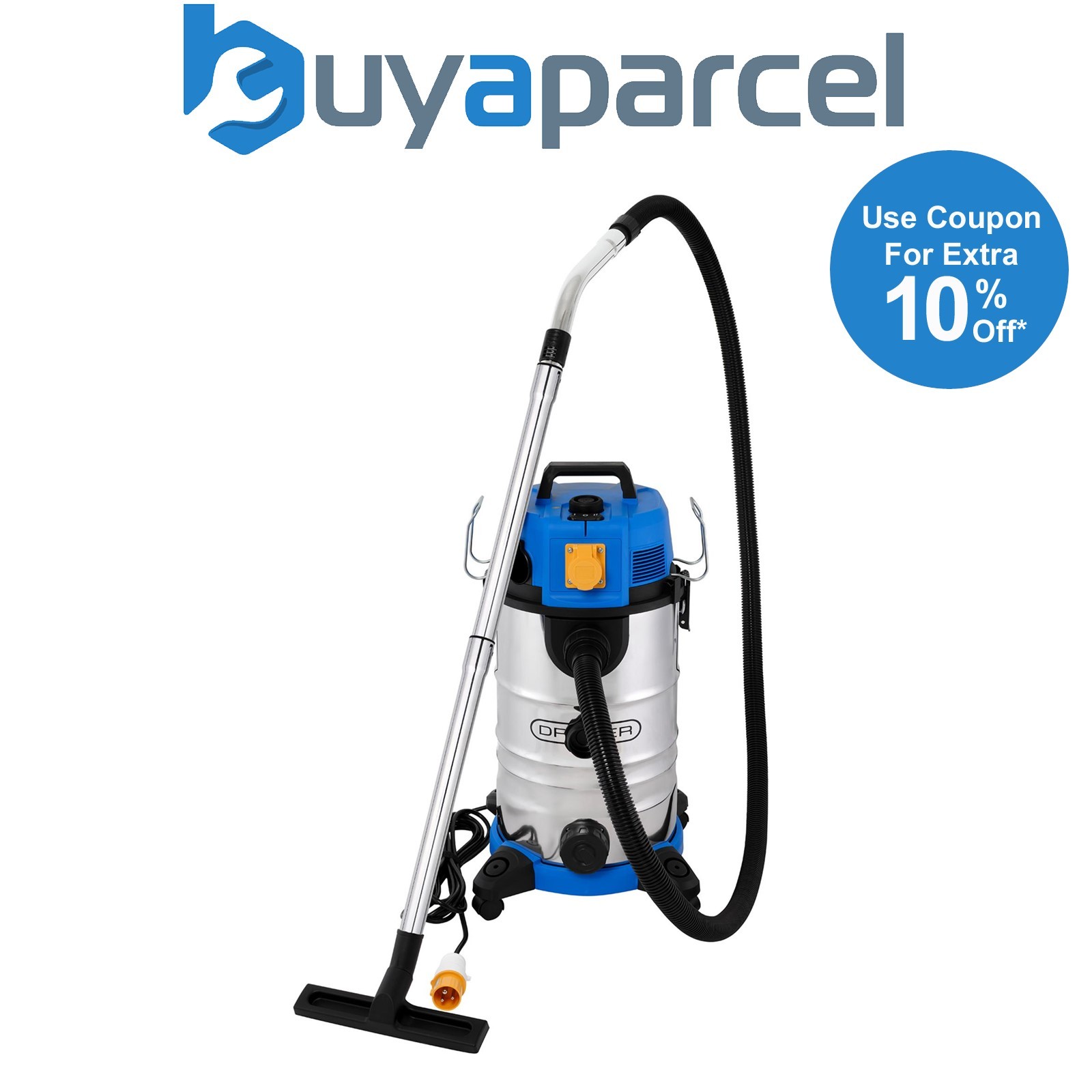 Draper 28229 110V M-Class Wet and Dry Vacuum Cleaner with Power Take-Off, 35L, 1