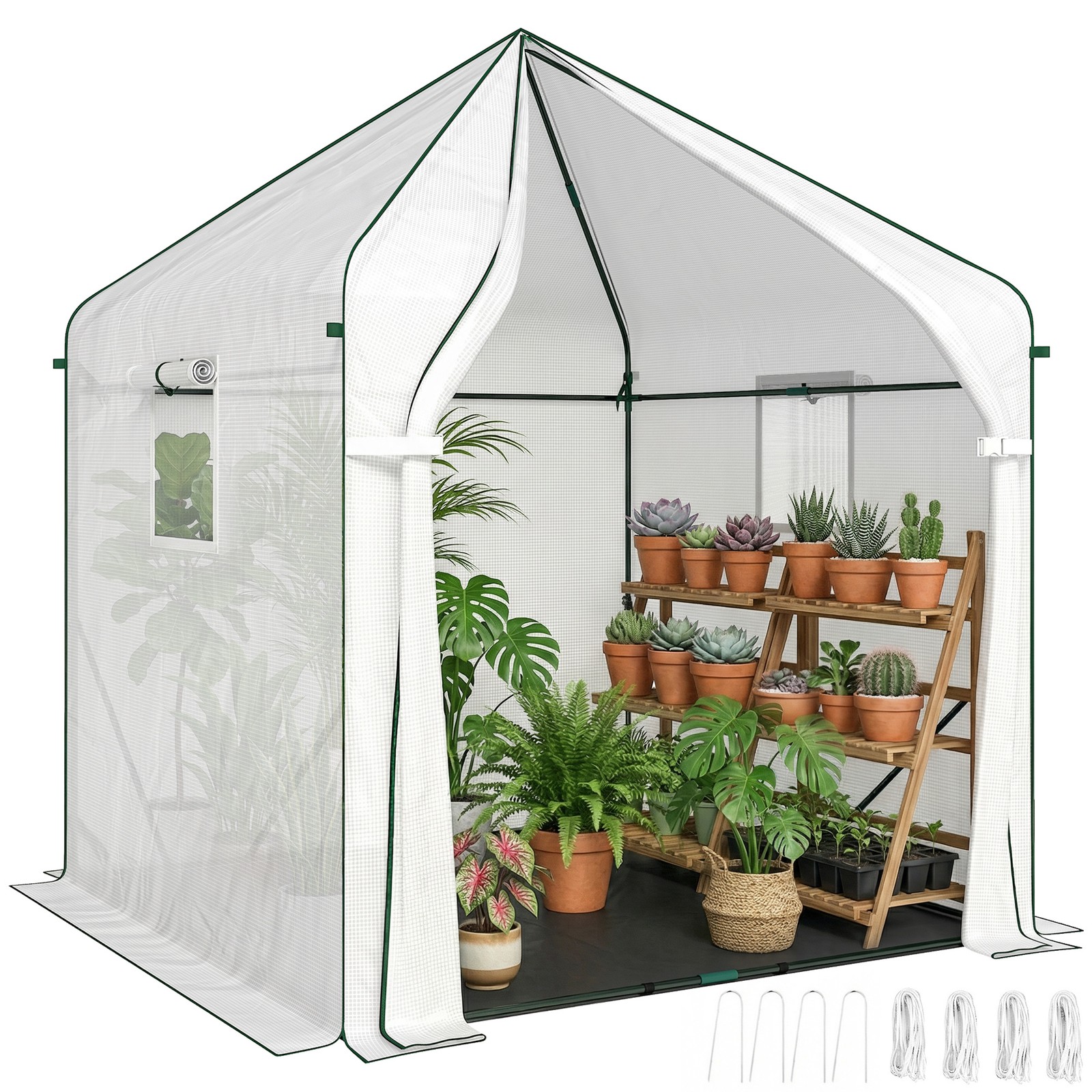 Outsunny Large Plant House with Roll-up Door White
