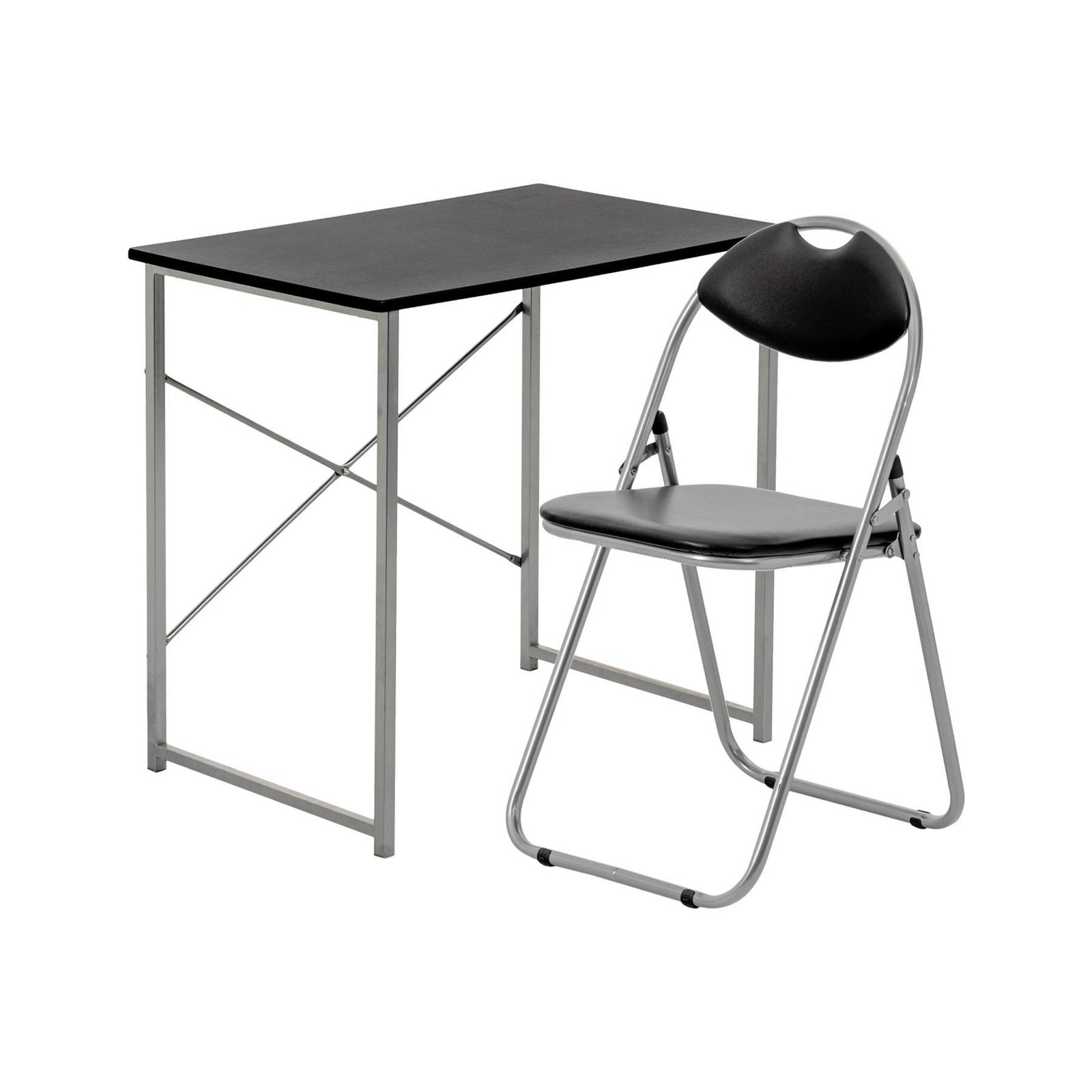 Computer Desk & Chair Set Small Home Office Workstation PC Laptop Black/Black