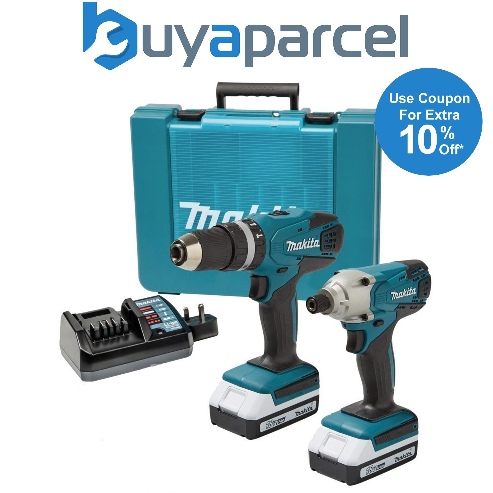 Makita 18v Cordless Li-ion Combi Hammer Drill & Impact Driver Twin Pack Lithium