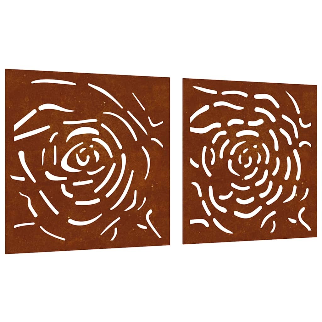 Garden Wall Decoration Art Decors 2 pcs Corten Steel Rose Design vidaXL