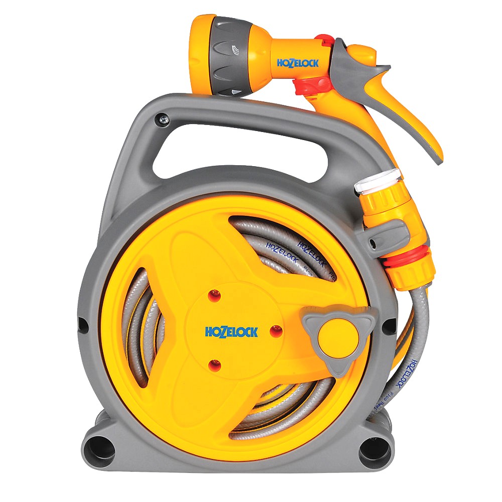 Hozelock Hose Pipe 10m & Multi-Spray Gun Pico Reel Garden Pond Watering