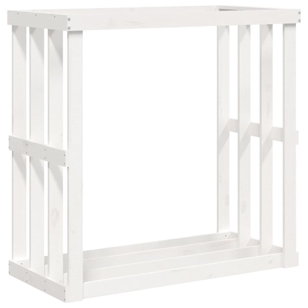 Solid Wood Pine Outdoor Log Holder White Pile Storage Stand vidaXL