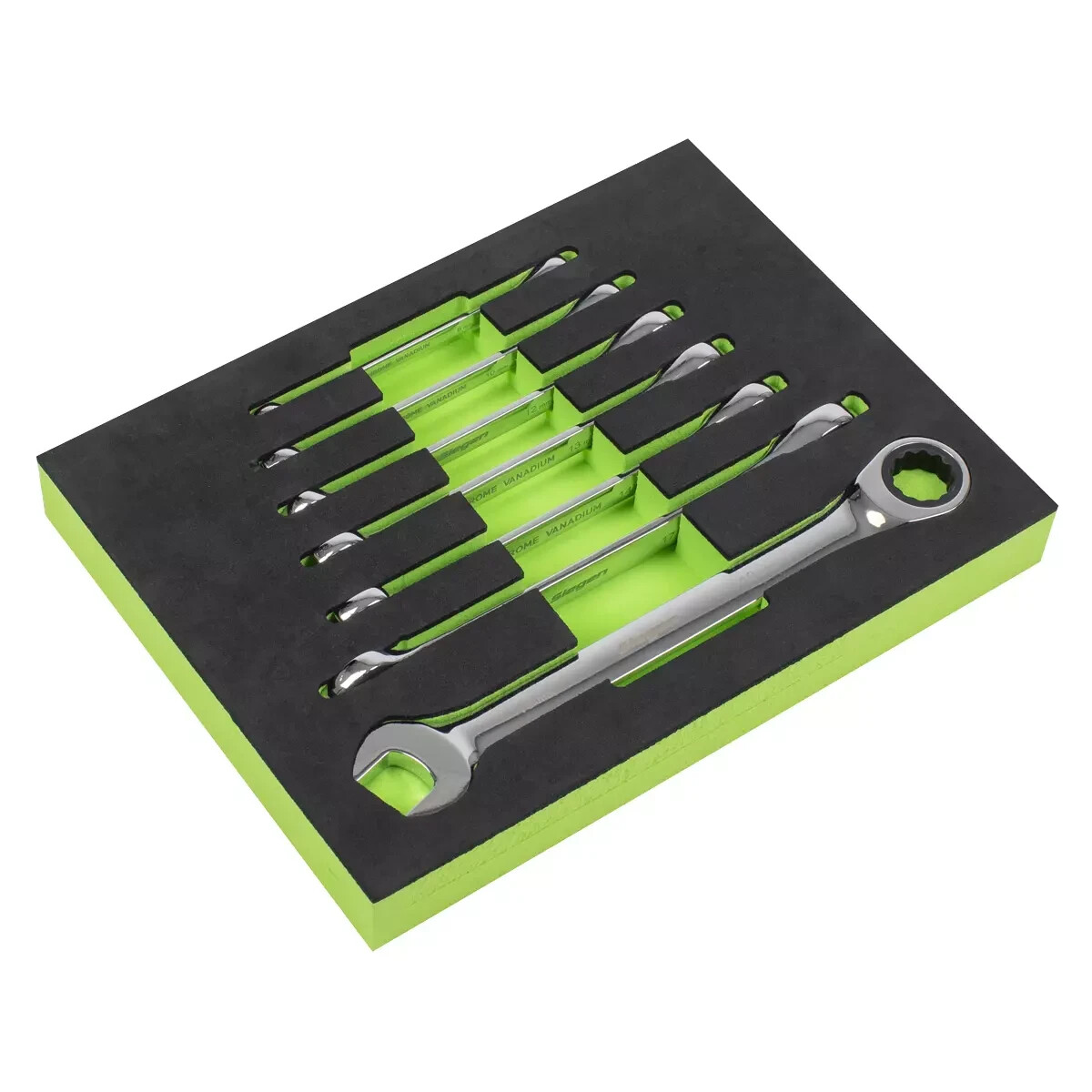 Sealey Siegen 7 Piece Combination Ratchet Spanner Set with Tool Tray, S01142