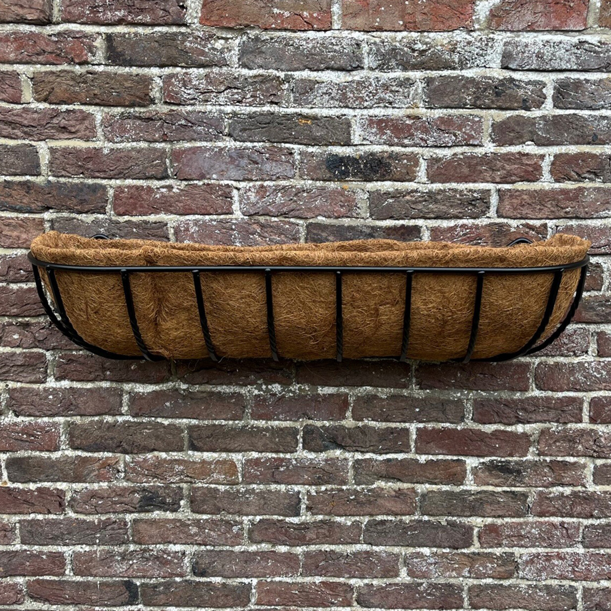 Garden Wall Planter Outdoor Black Metal Basket Manger Trough (90cm)