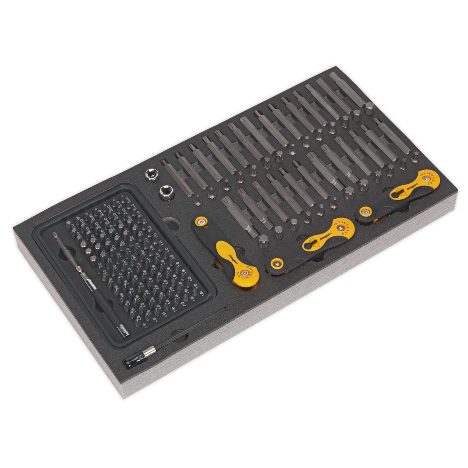 1x 192 Piece Sealey Tool Tray With Specialised Bits & Folding Hex Keys - S01126