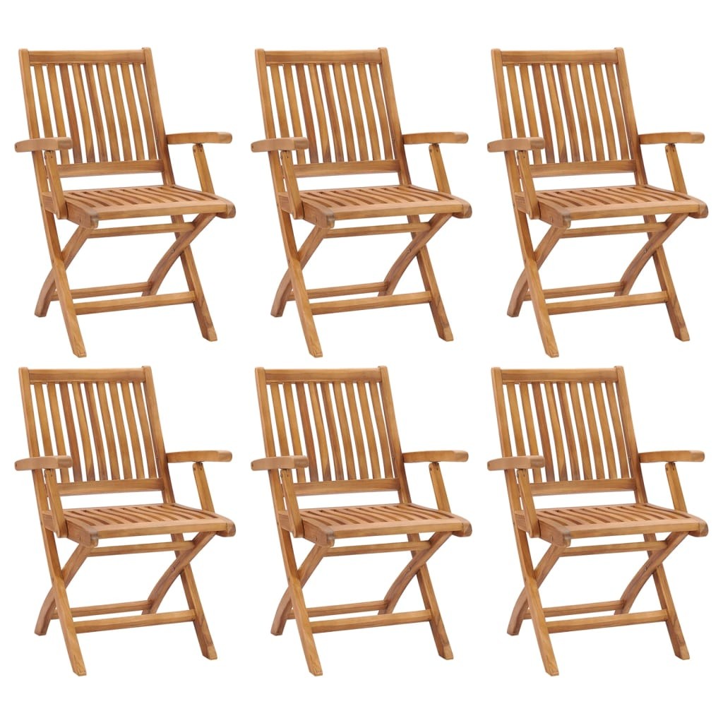 6x Solid Teak Wood Folding Garden Chairs Furniture Outdoor Seating vidaXL