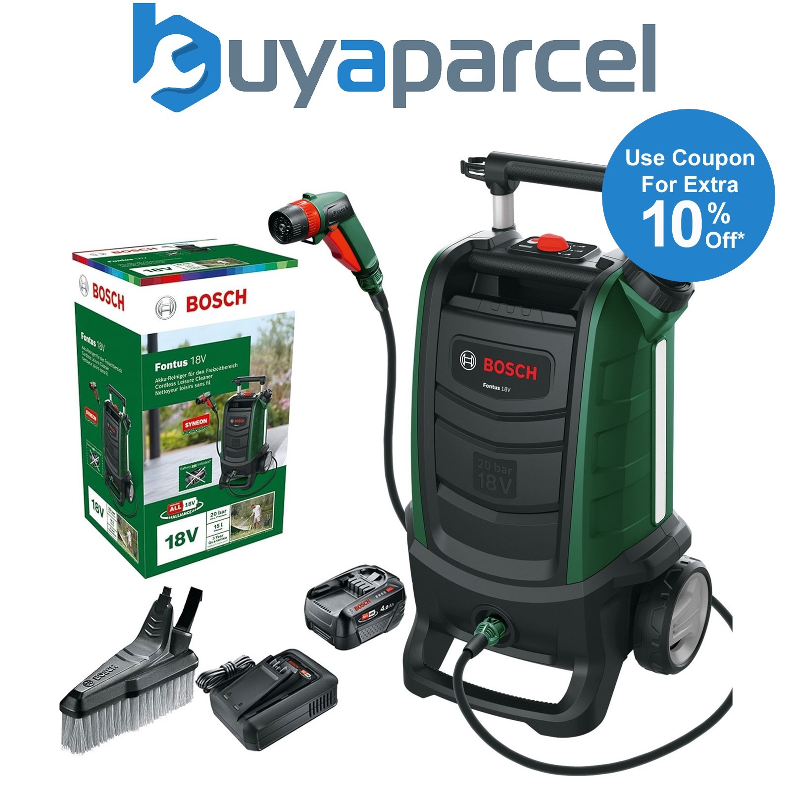 Bosch 06008B6102 Cordless 18v Outdoor Cleaners Fontus + 4AH Battery Kit