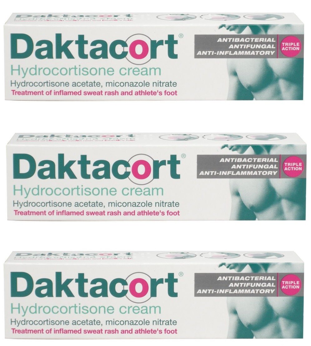 Daktacort Hydrocortisone Triple Action Antibacterial & Antifungal Cream - 15g X3