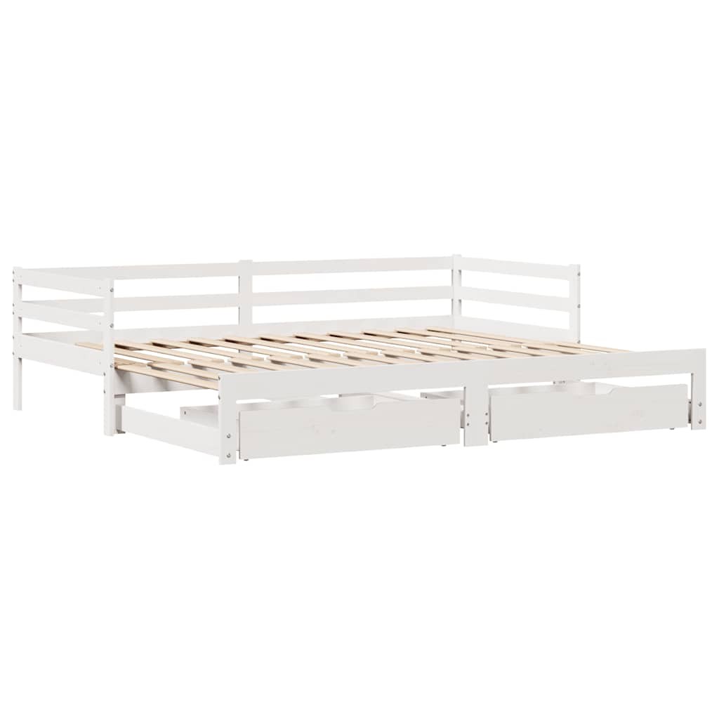 Daybed with Drawers Sofa Bed Guest White 90x200 cm Solid Wood Pine vidaXL