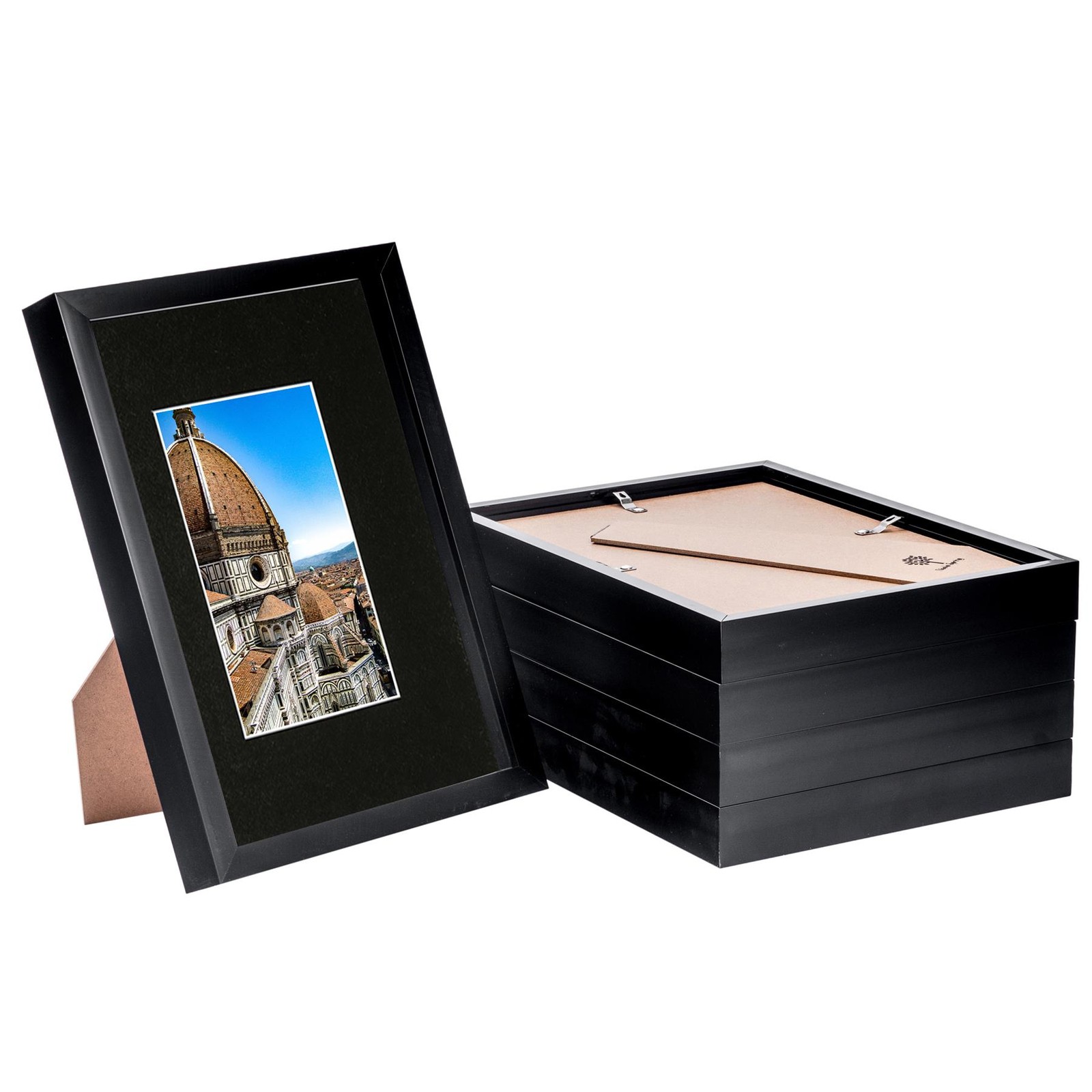 5x Black A4 (8" x 12") 3D Shadow Box Frames with Black A5 Mount Display