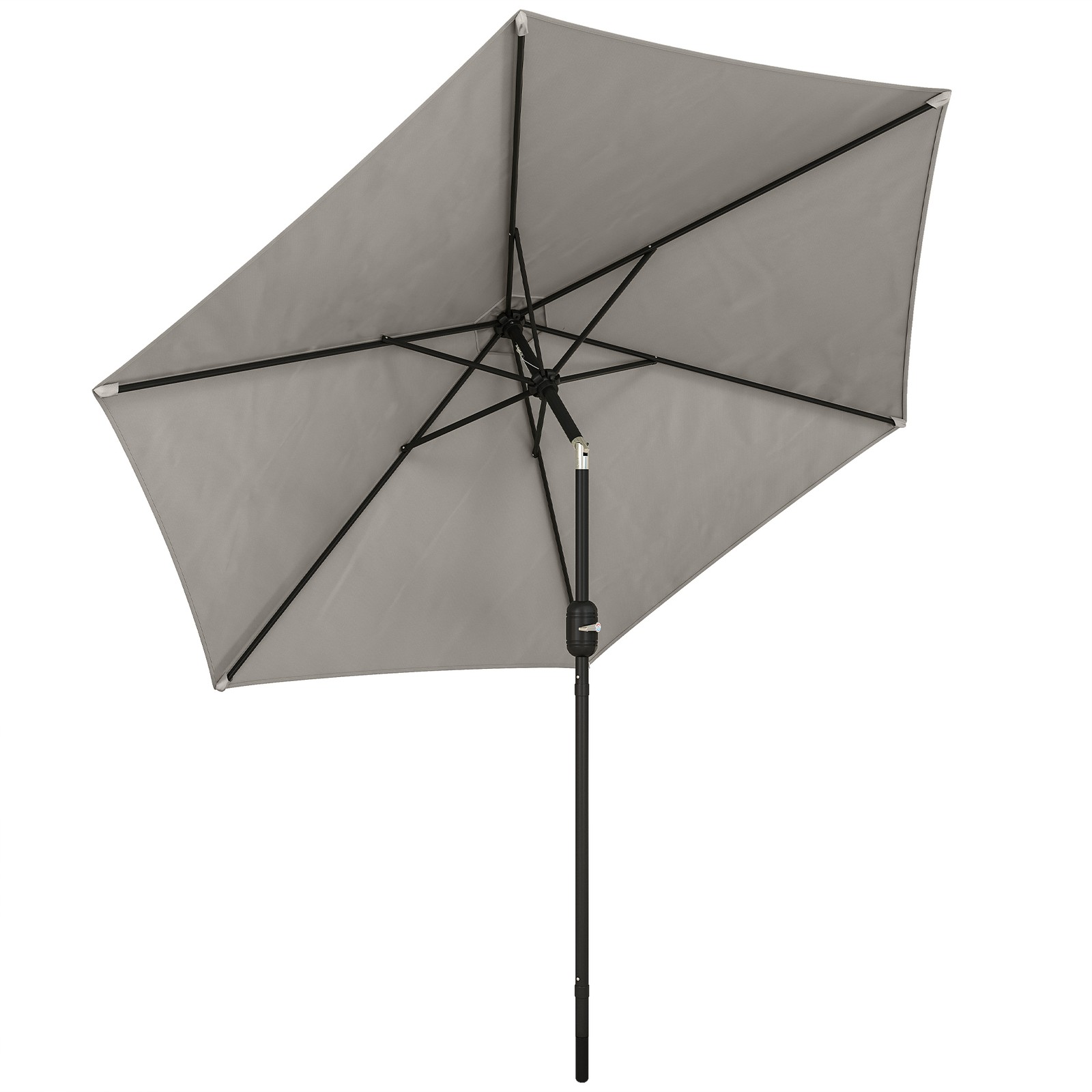 Outsunny 2.6M Garden Parasol Umbrella with Aluminium Pole, Tilt, Crank