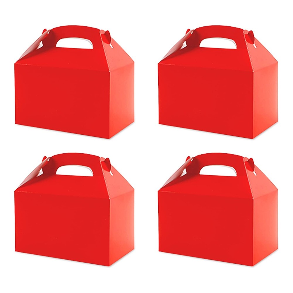50 Pcs Snack Goodie Bags with Handle Cookie Gift Bags Gable Boxes Red G6T93647