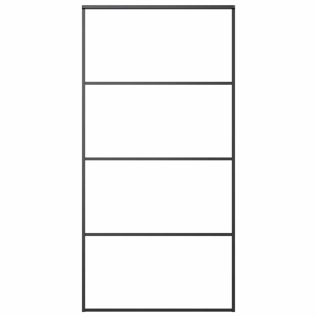 Sliding Door Interior Barn Frosted ESG Glass and Aluminium Black vidaXL