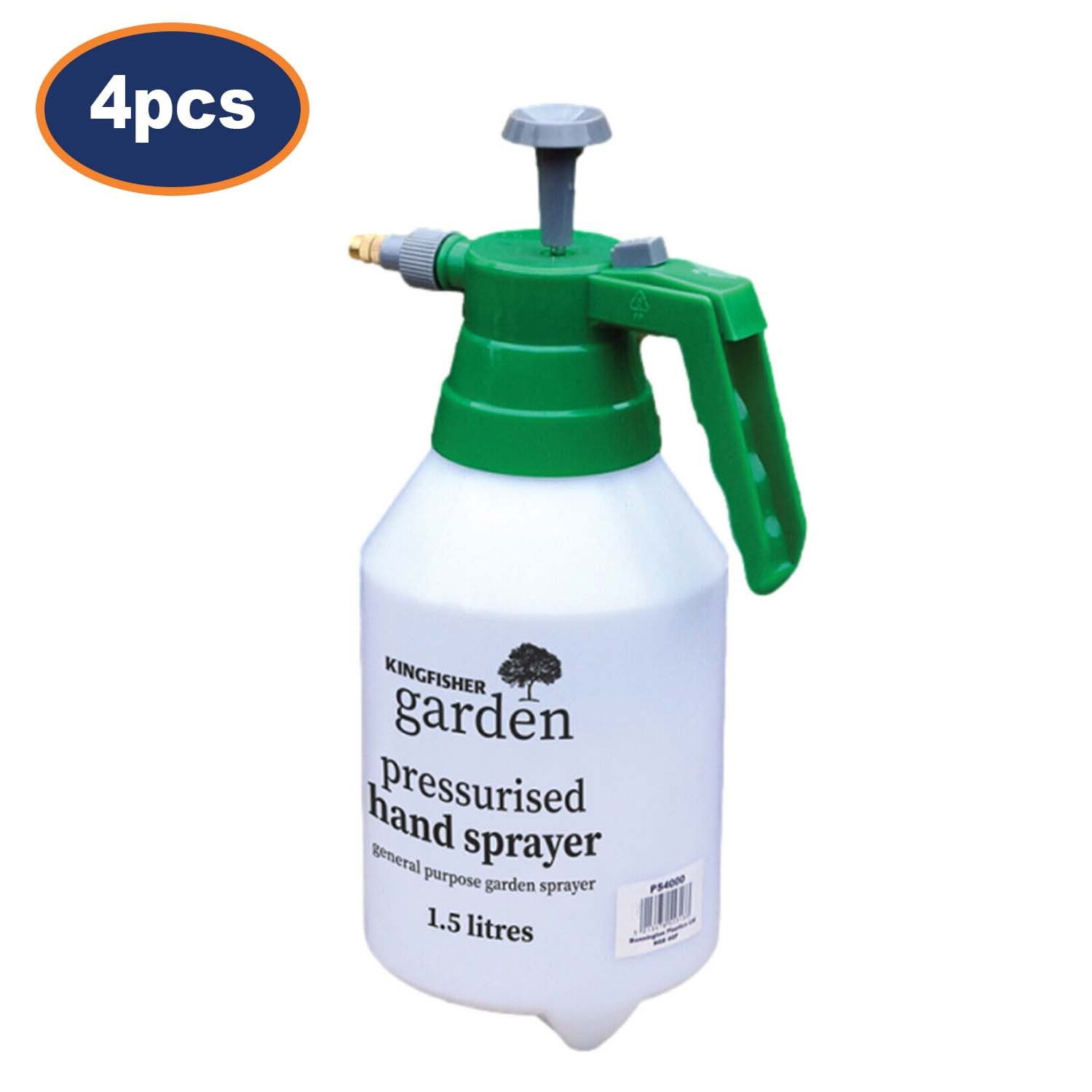 Set of 4 Kingfisher Sturdy Handheld Pump Pressure Garden Sprayers Equipment 1.5L