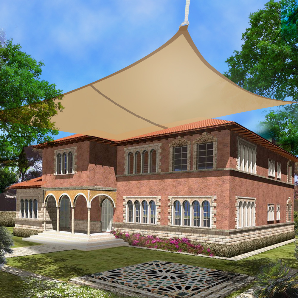 4m x 3m Sun Shade Sail Garden Patio Canopy Awning 98% Block UV Block Sand