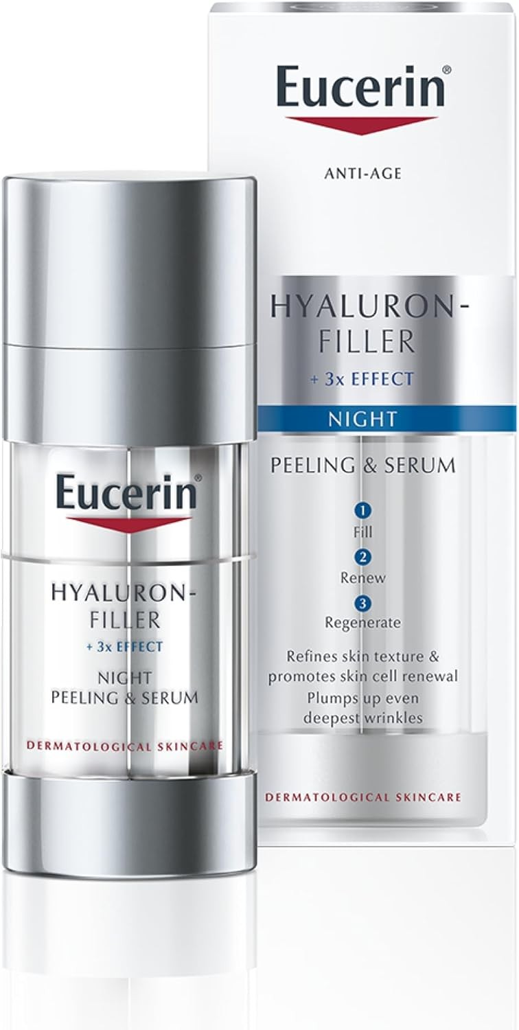 Eucerin Hyaluron-Filler Night Peeling & Serum 30ml, Dual-Efficacy Serum to Redu