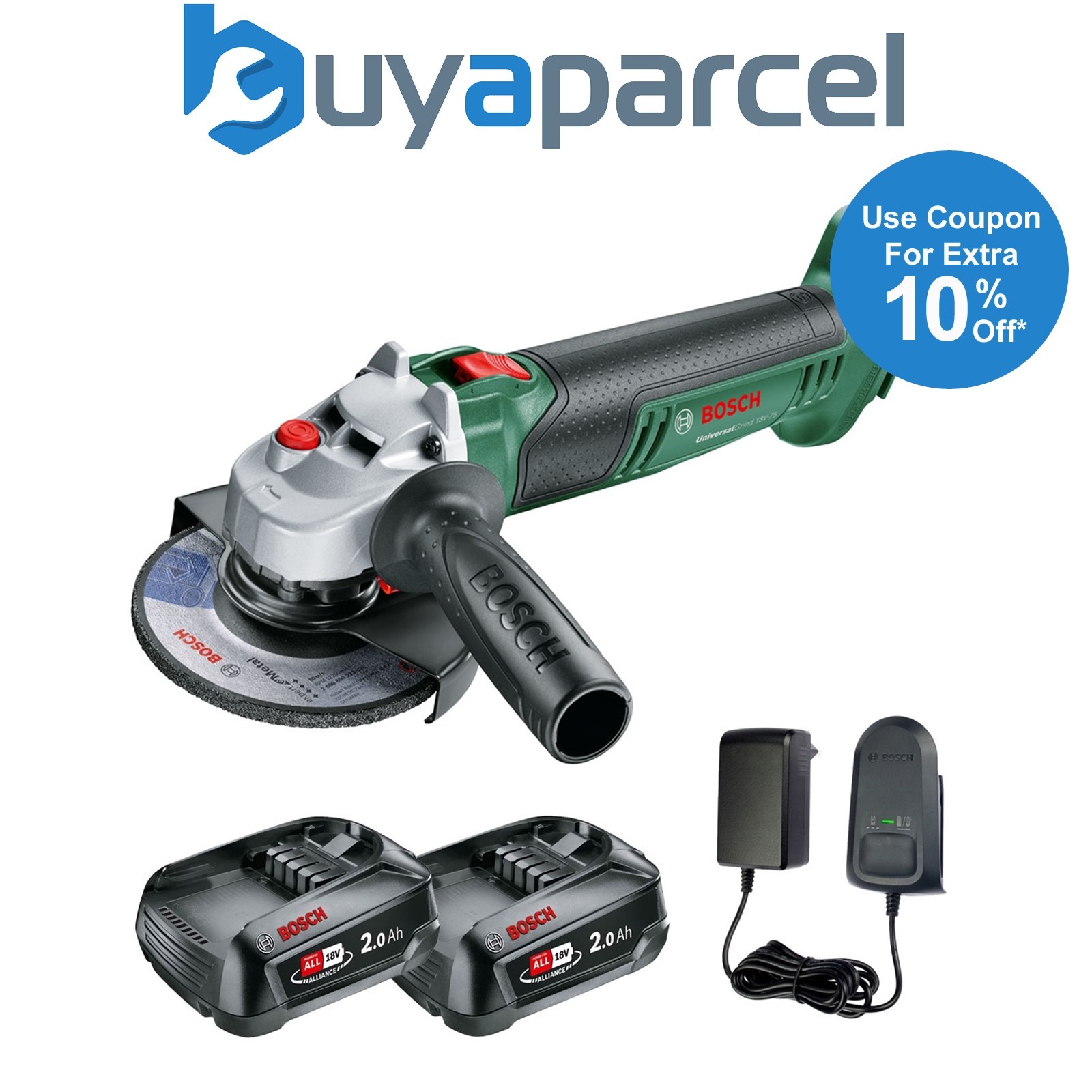 Bosch UniversalGrind 18v 18V-75 Cordless Angle Grinder 115mm 2 x 2.0AH Batteries