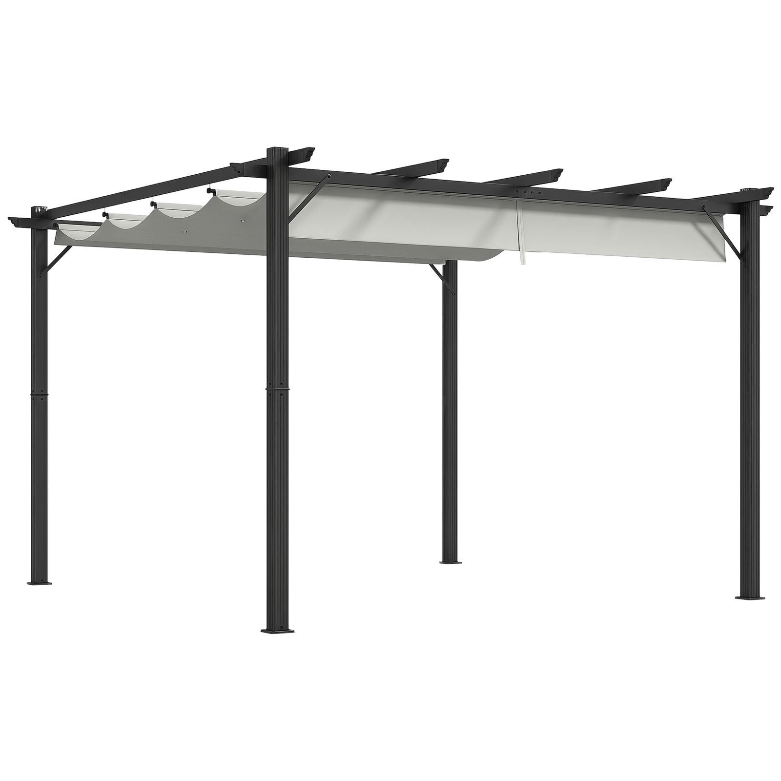 Outsunny 3x3(m) Pergola Gazebo Sun Shade Shelter Aluminium Garden Canopy, Grey