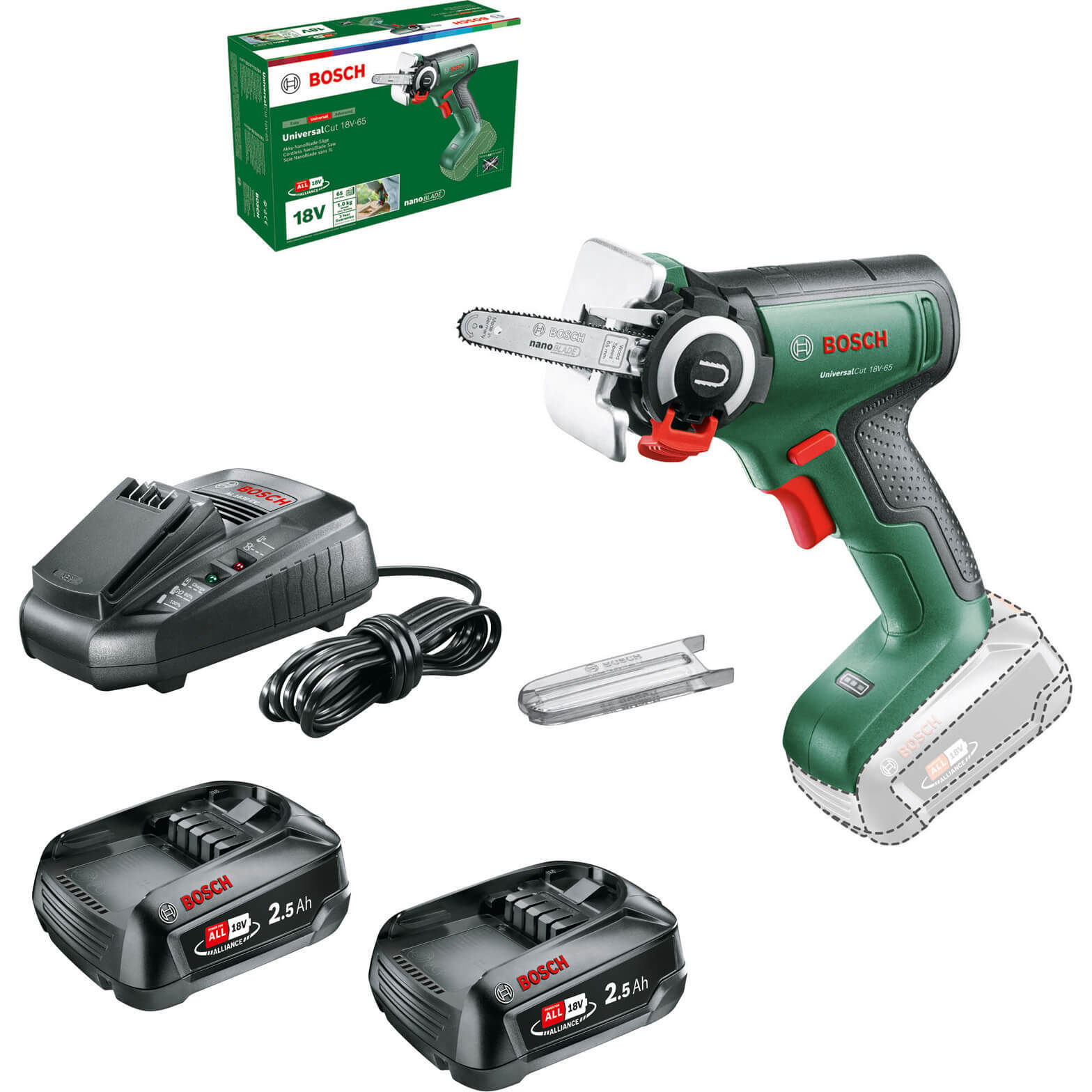 Bosch UNIVERSALCUT 18V-65 P4A 18v Cordless Nanoblade Saw 2 x 2.5ah Li-ion